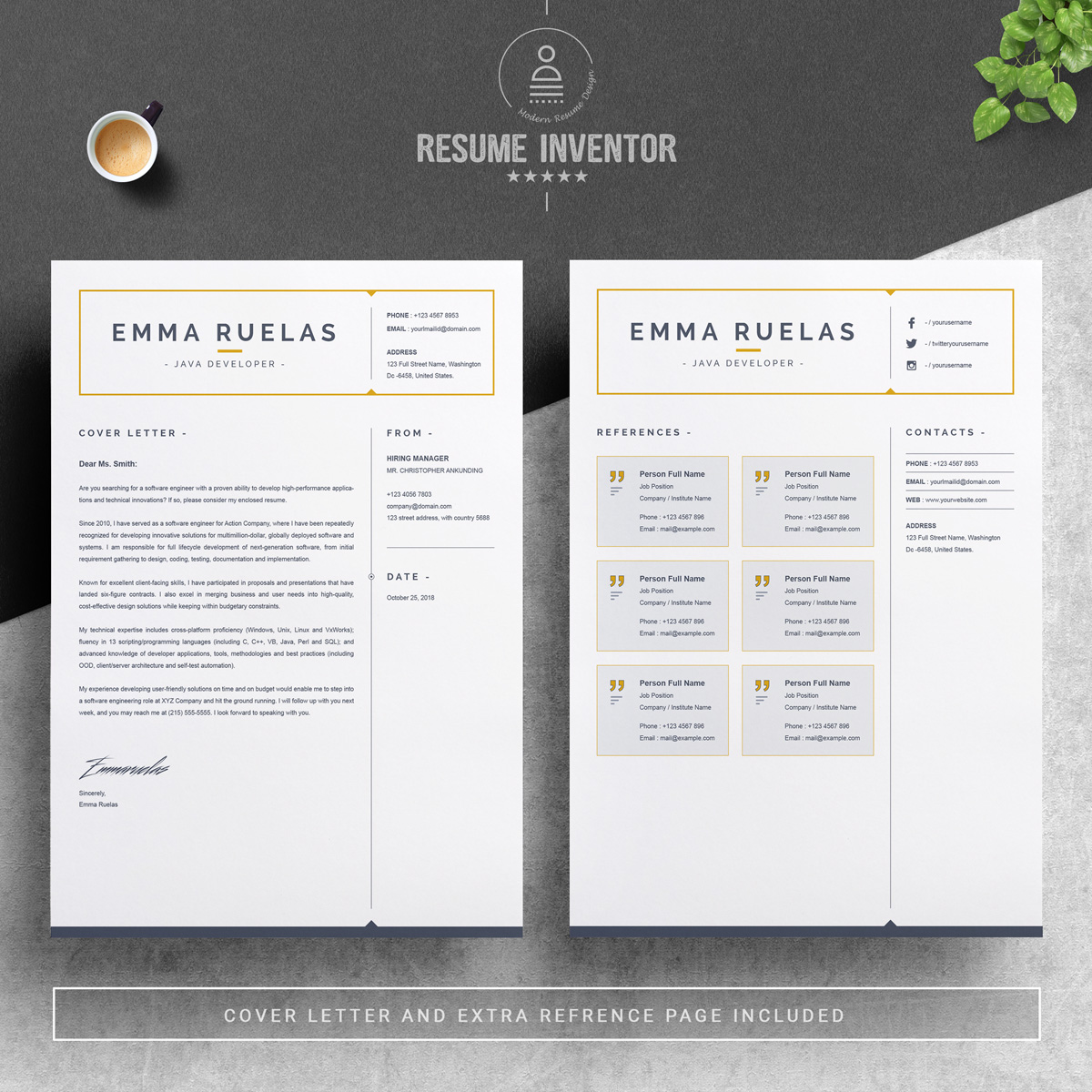 Download Резюме "Emma Resume Template" / Emma Resume Template - Резюме на тему графика 01. multi page resume main (source) files. 02. 4 file formats (ms word docx photoshop psd illustrator eps iwork apple