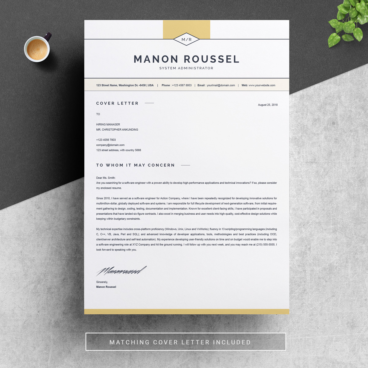 Download Резюме "Manon Resume Template" / Manon Resume Template - Резюме на тему графика 1 page cv resume 2 3 apple clean cover letter curriculum vitae template illustrator eps mac pages microsoft word minimal
