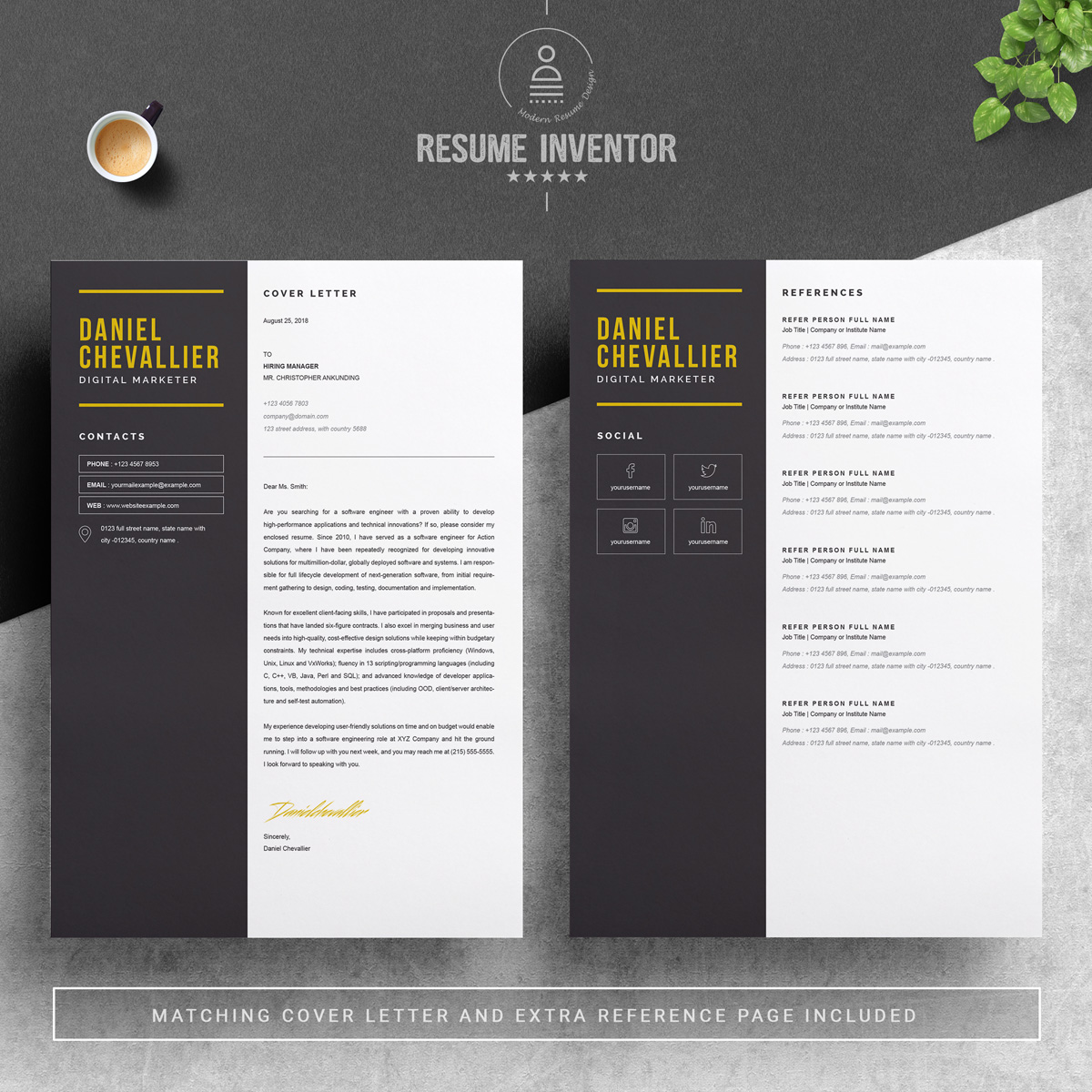 Download Резюме "Daniel Resume Template" / Daniel Resume Template - Резюме на тему графика 1 page cv resume 2 3 apple clean cover letter curriculum vitae template illustrator eps mac pages microsoft word minimal