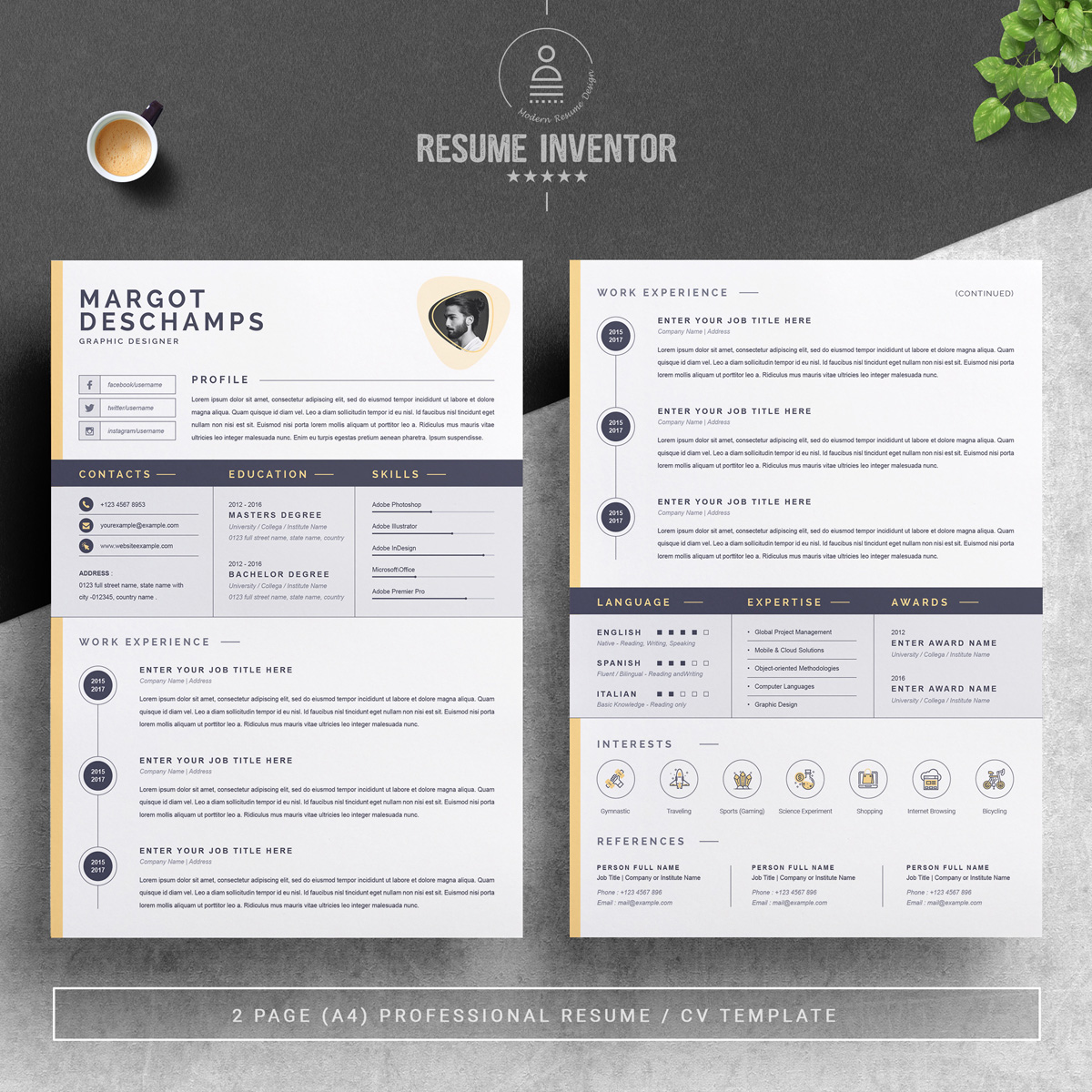 Download Резюме "Margot Resume Template" / Margot Resume Template - Резюме на тему графика 1 page cv resume 2 3 apple clean cover letter curriculum vitae template illustrator eps mac pages microsoft word minimal