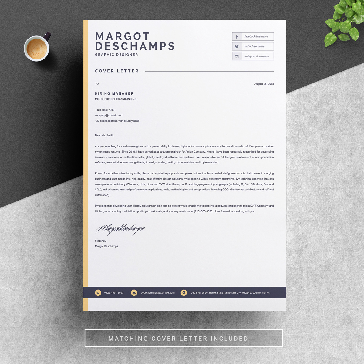 Download Резюме "Margot Resume Template" / Margot Resume Template - Резюме на тему графика 1 page cv resume 2 3 apple clean cover letter curriculum vitae template illustrator eps mac pages microsoft word minimal
