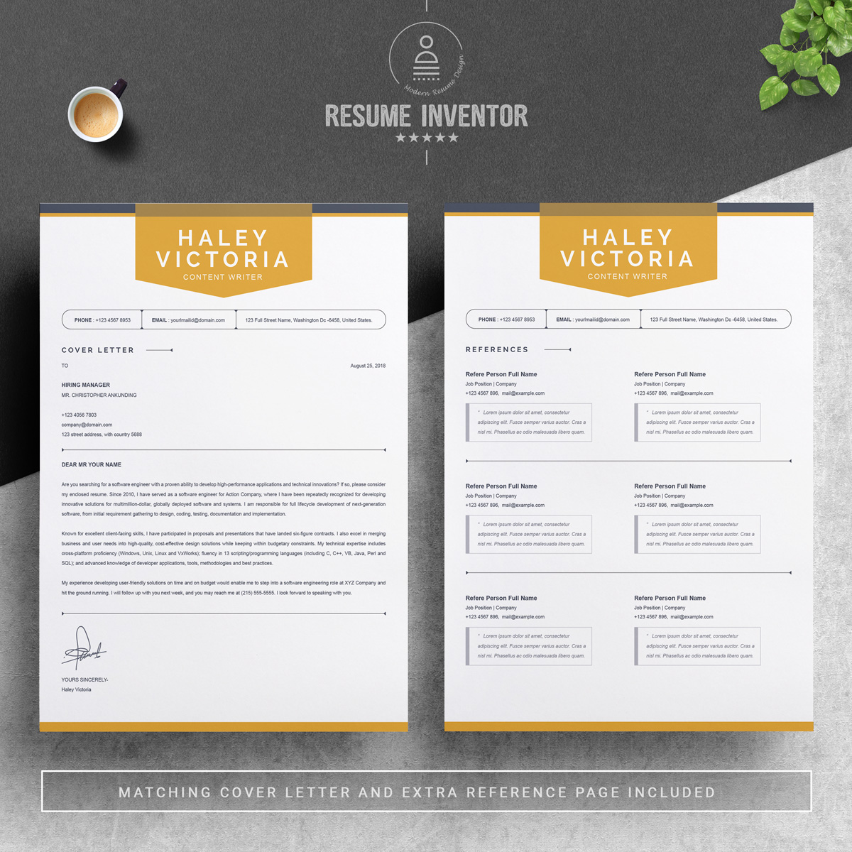 Download Резюме "Haley Resume Template" / Haley Resume Template - Резюме на тему графика 1 page cv resume 2 3 apple clean cover letter curriculum vitae template illustrator eps mac pages microsoft word minimal
