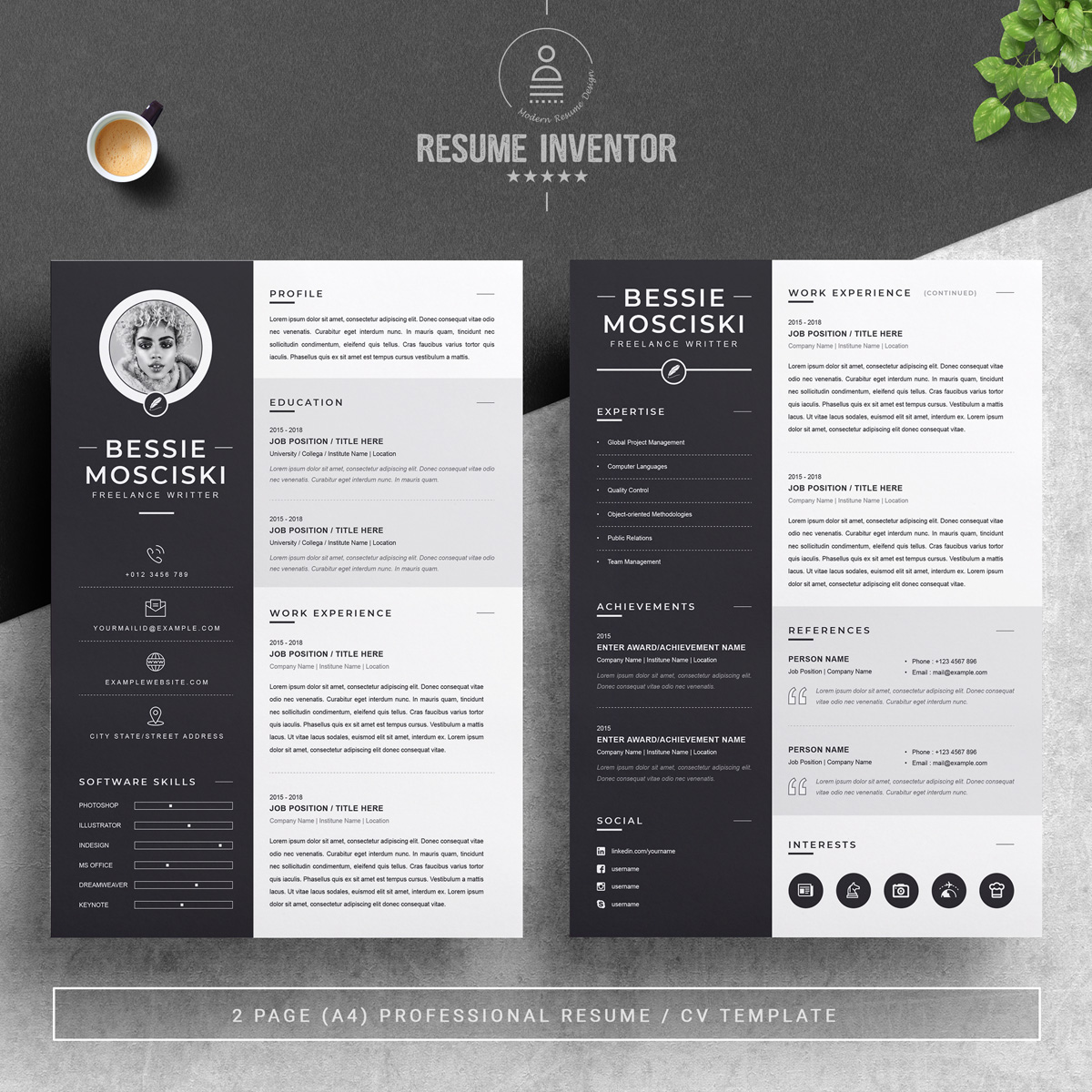 Download Резюме "Princess Resume Template" / Princess Resume Template - Резюме на тему графика 1 page cv resume 2 3 apple clean cover letter curriculum vitae template illustrator eps mac pages microsoft word minimal