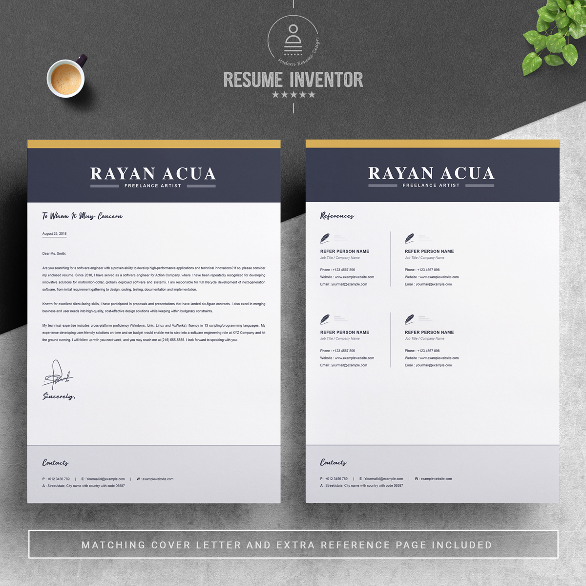 Download Резюме "Rayan Acua Resume Template" / Rayan Acua Resume Template - Резюме на тему графика 1 page resume 2 3 apple pages cover letter illustrator eps mac pages microsoft word photoshop psd professional cv for