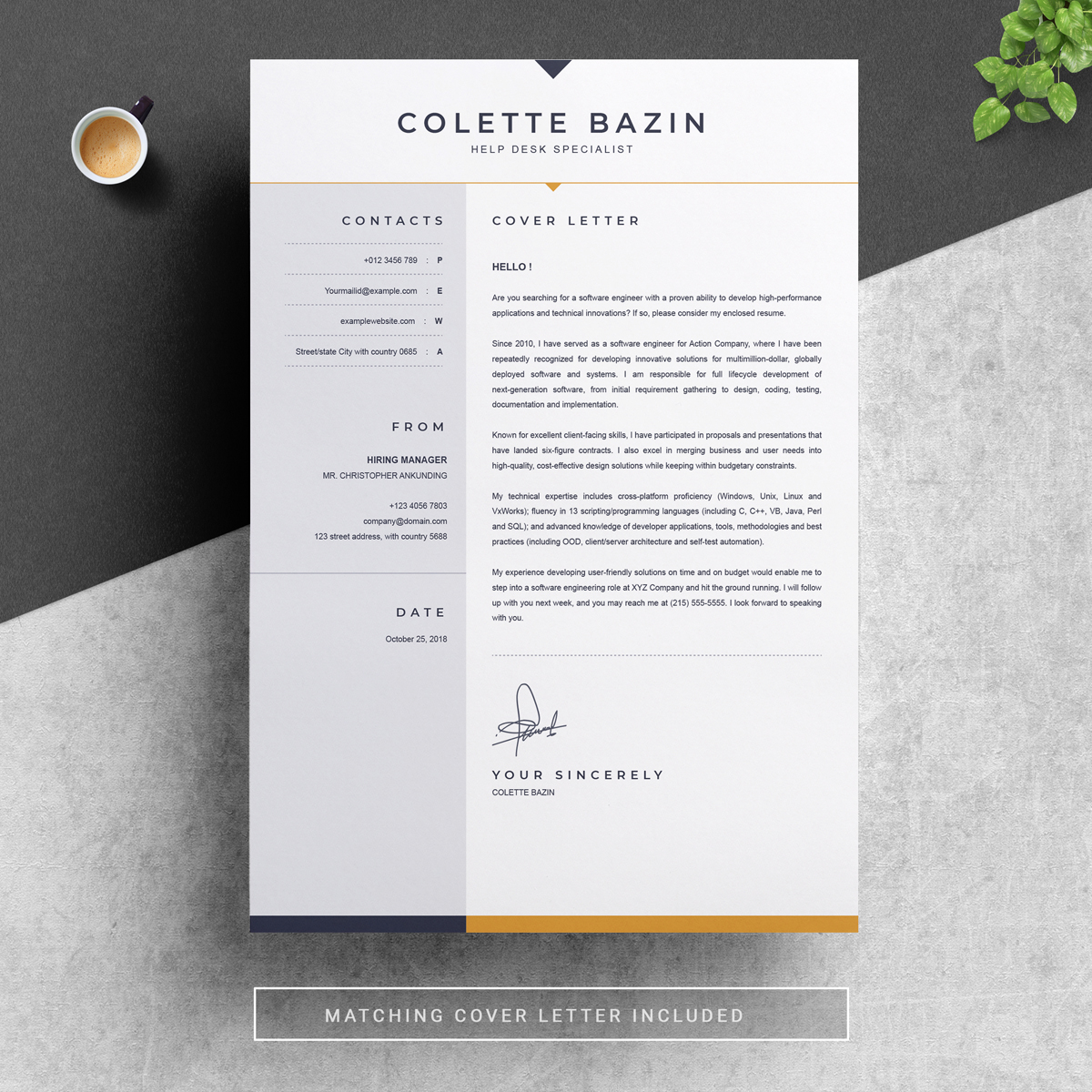Download Резюме "Bazin Resume Template" / Bazin Resume Template - Резюме на тему графика 1 page resume 2 3 apple pages cover letter illustrator eps mac pages microsoft word photoshop psd professional cv for