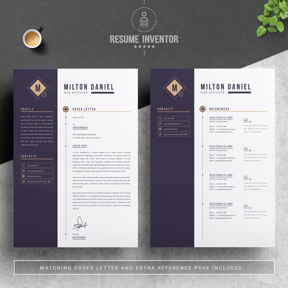 Download Резюме "Daniel Resume Template" / Daniel Resume Template - Резюме на тему графика page resume 2 3 clean cover letter curriculum vitae cv template illustrator eps mac pages microsoft word minimal resume