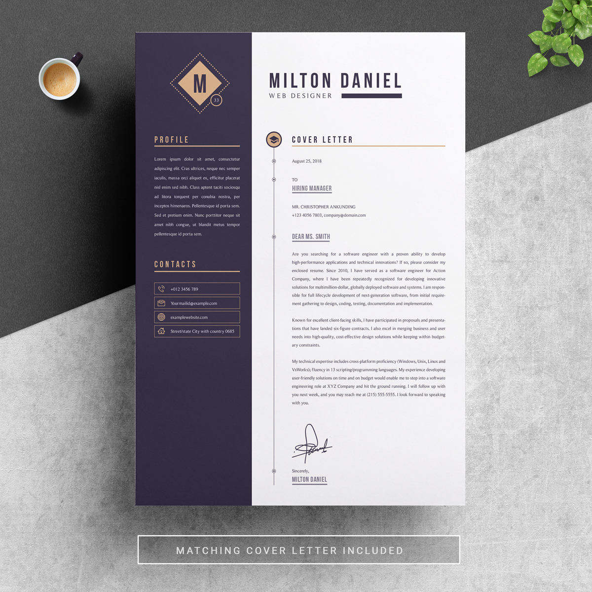 Download Резюме "Daniel Resume Template" / Daniel Resume Template - Резюме на тему графика page resume 2 3 clean cover letter curriculum vitae cv template illustrator eps mac pages microsoft word minimal resume