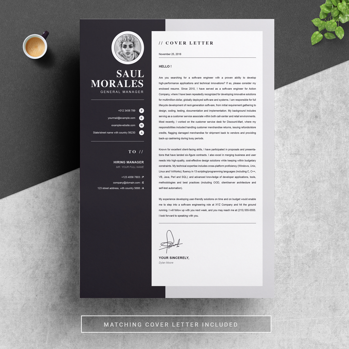 Download Резюме "Morales Resume Template" / Morales Resume Template - Резюме на тему графика 1 page cv resume 2 3 apple clean cover letter curriculum vitae template illustrator eps mac pages microsoft word minimal