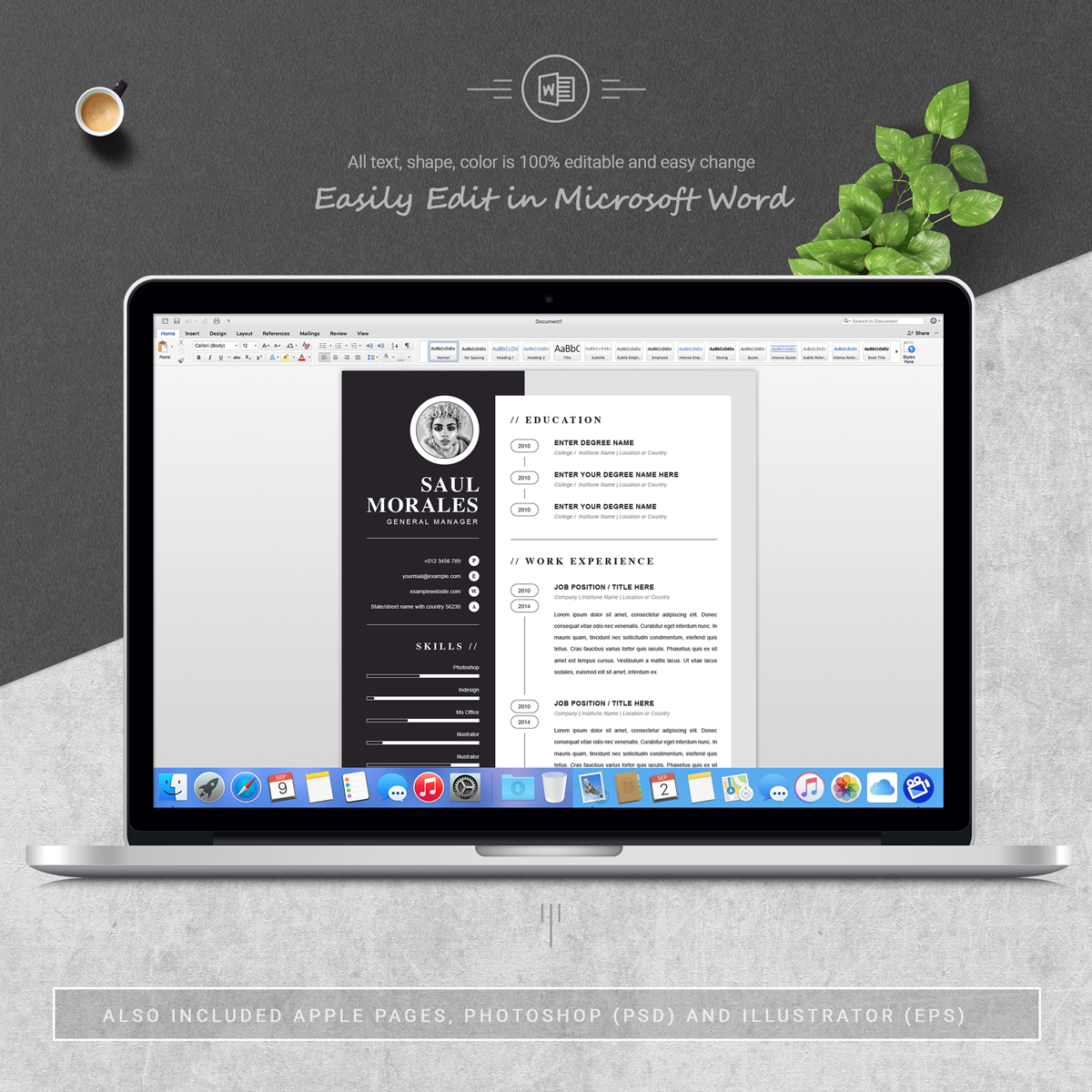 Download Резюме "Morales Resume Template" / Morales Resume Template - Резюме на тему графика 1 page cv resume 2 3 apple clean cover letter curriculum vitae template illustrator eps mac pages microsoft word minimal
