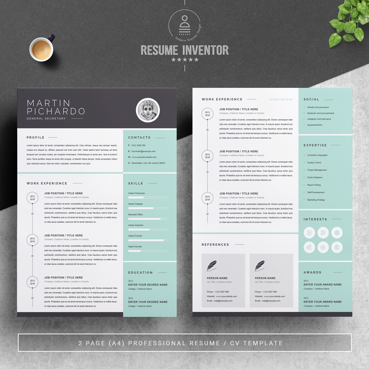 Download Резюме "Martin Resume Template" / Martin Resume Template - Резюме на тему графика 1 page cv resume 2 3 apple clean cover letter curriculum vitae template illustrator eps mac pages microsoft word minimal