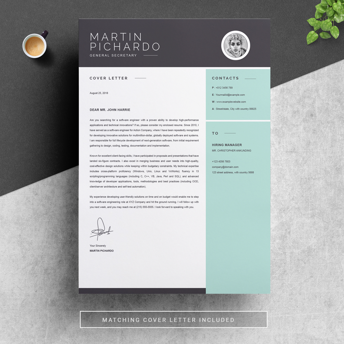 Download Резюме "Martin Resume Template" / Martin Resume Template - Резюме на тему графика 1 page cv resume 2 3 apple clean cover letter curriculum vitae template illustrator eps mac pages microsoft word minimal