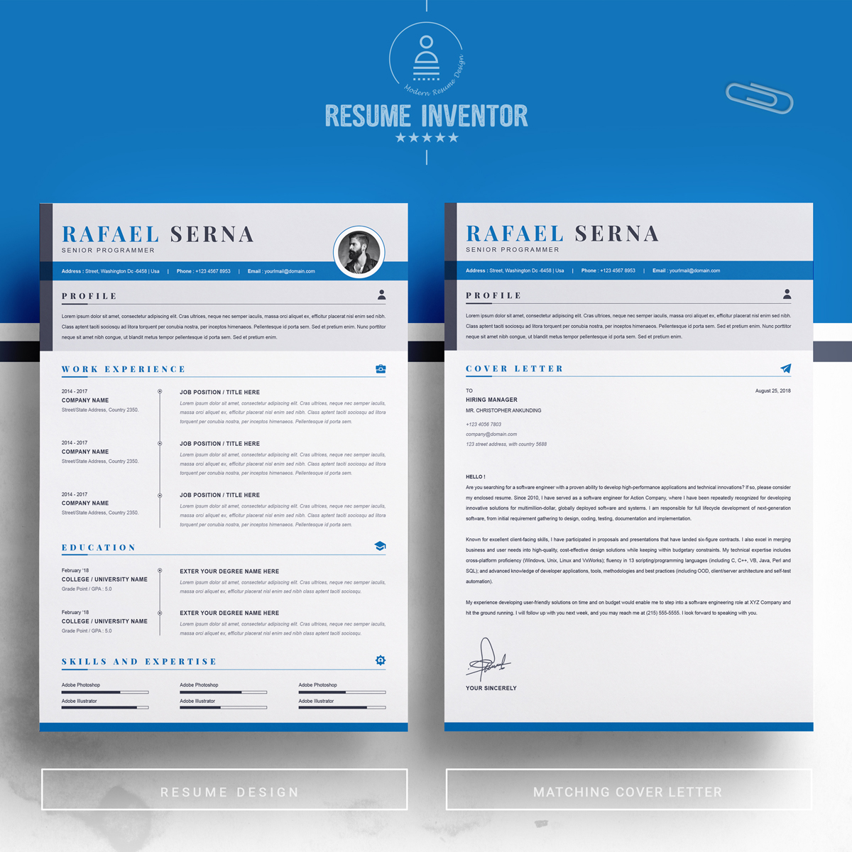 Download Резюме "Rafael Resume Template" / Rafael Resume Template - Резюме на тему графика 1 page cv resume 2 3 apple clean cover letter curriculum vitae template illustrator eps mac pages microsoft word minimal