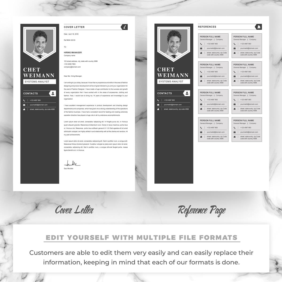 Download Резюме "Chet Resume Template" / Chet Resume Template - Резюме на тему графика 1 page resume 2 3 clean cv cover letter design template illustrator eps mac pages microsoft word modern photoshop psd