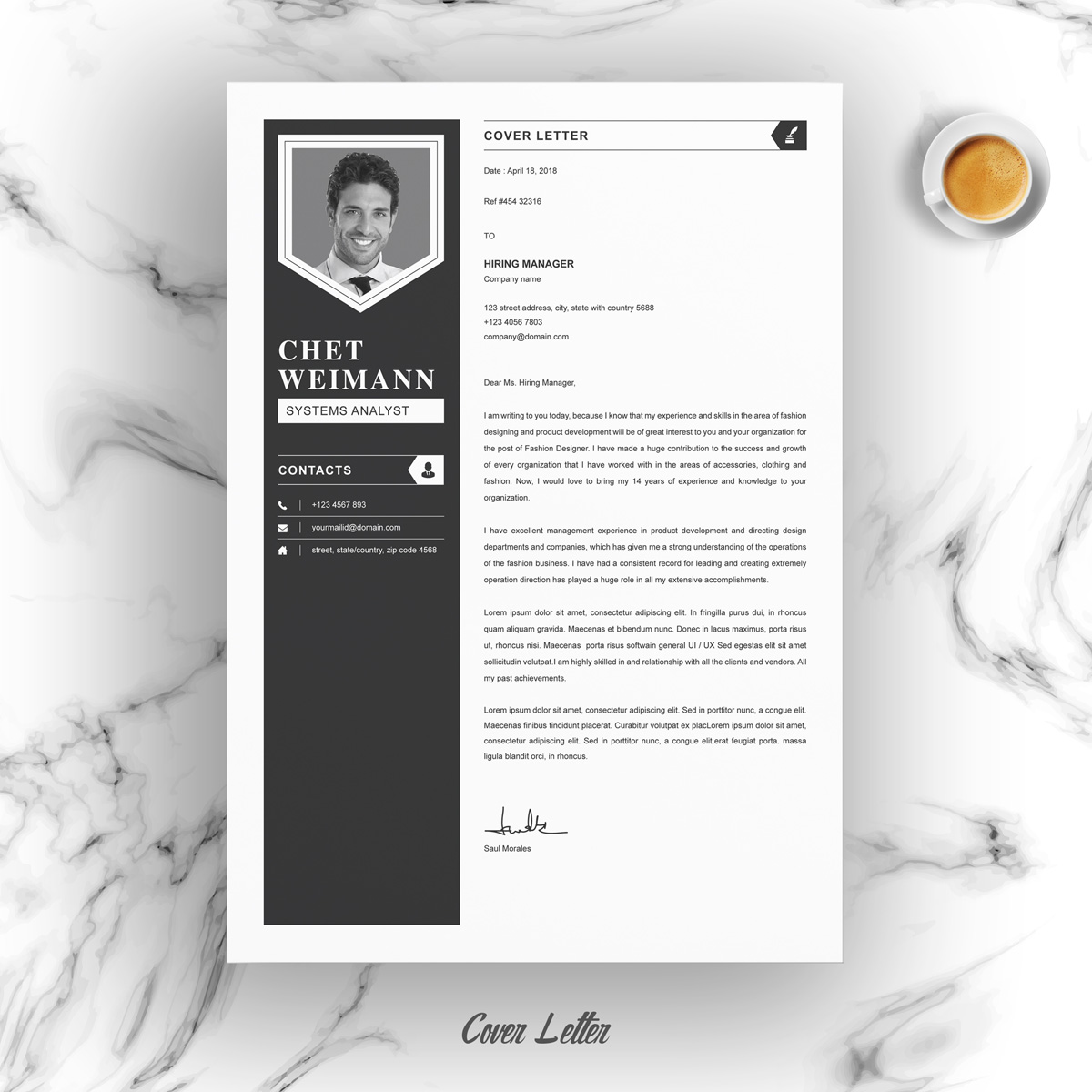 Download Резюме "Chet Resume Template" / Chet Resume Template - Резюме на тему графика 1 page resume 2 3 clean cv cover letter design template illustrator eps mac pages microsoft word modern photoshop psd
