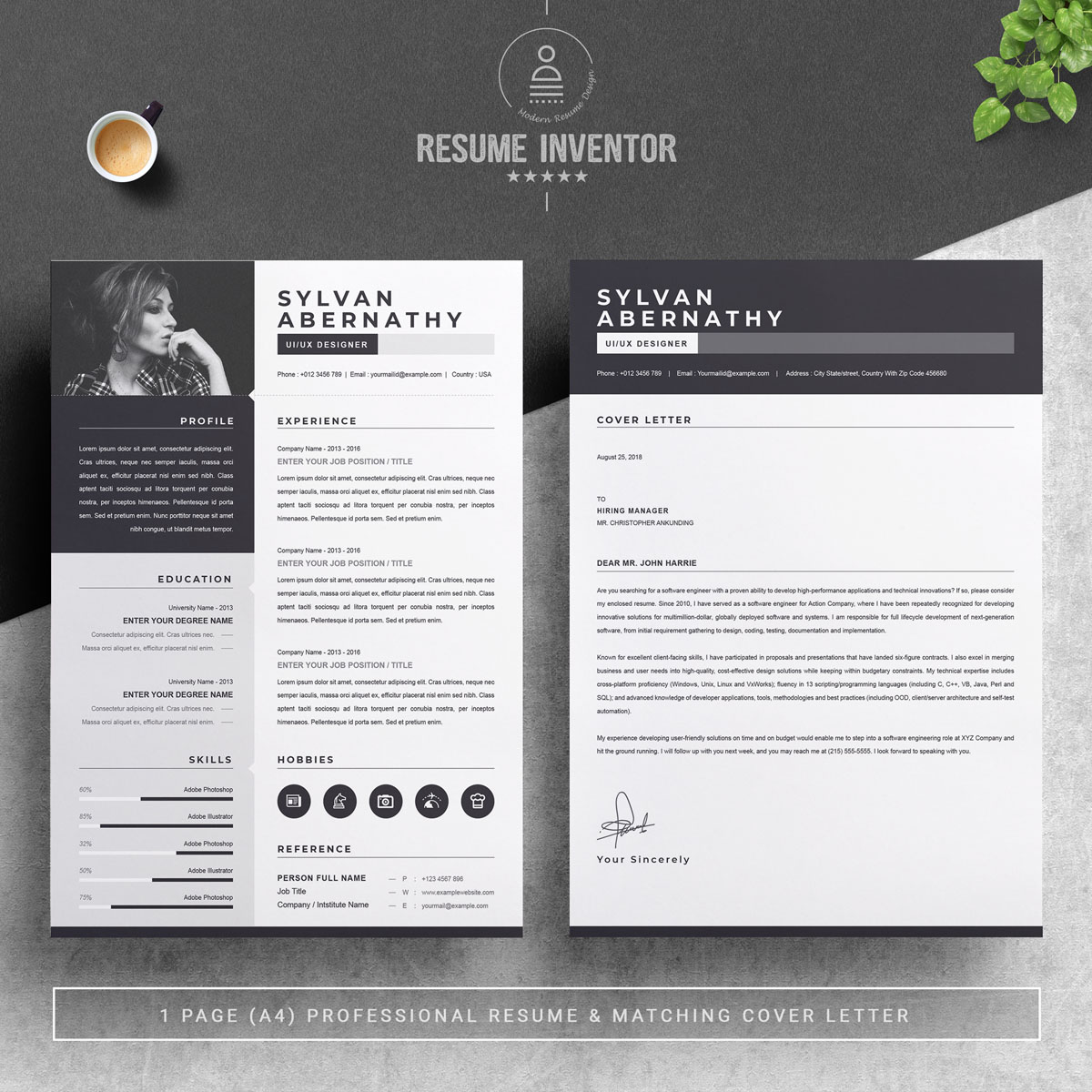 Download Резюме "Sylvan Resume Template" / Sylvan Resume Template - Резюме на тему графика a4 business card clean cv resume creative curriculum vitae set template document docx icons illustrator indesign line modern photoshop professional