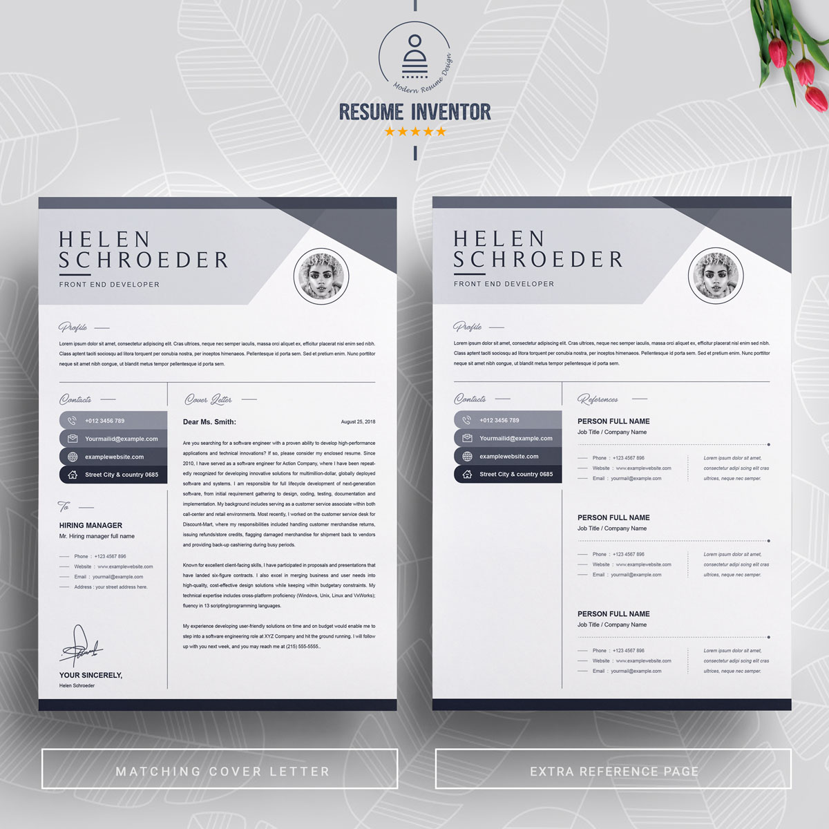 Download Резюме "Helen Resume Template" / Helen Resume Template - Резюме на тему графика 1 page resume 2 clean cv cover letter design template illustrator eps mac pages microsoft word modern photoshop psd professional