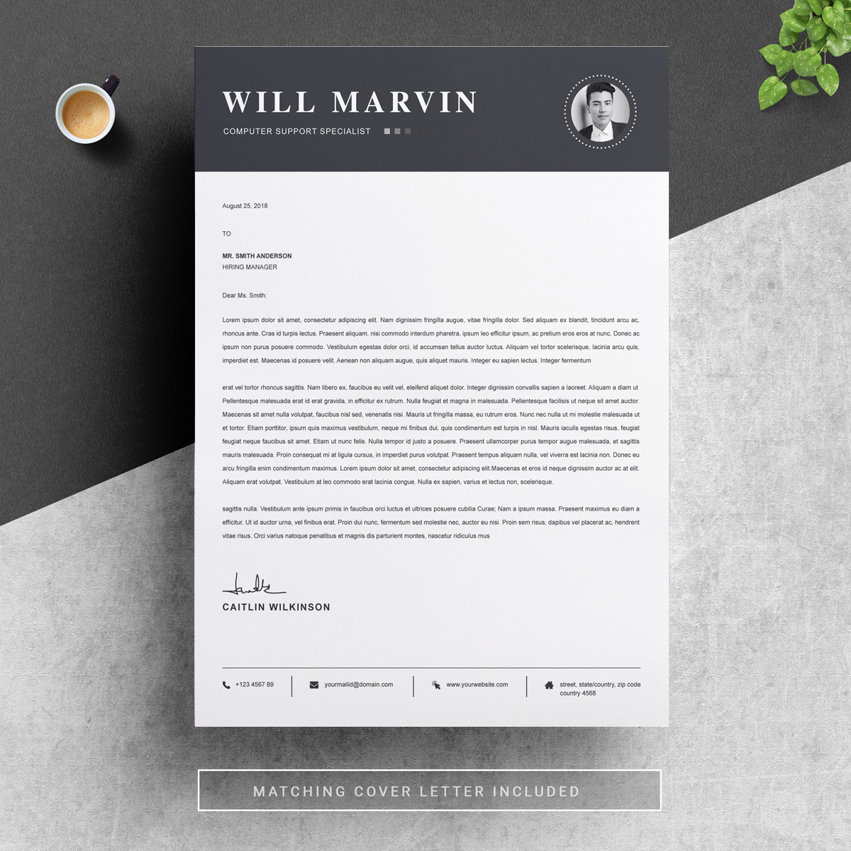 Download Резюме "Will Marvin Resume Template" / Will Marvin Resume Template - Резюме на тему графика 1 page resume 2 clean cv cover letter design template illustrator eps mac pages microsoft word modern photoshop psd professional