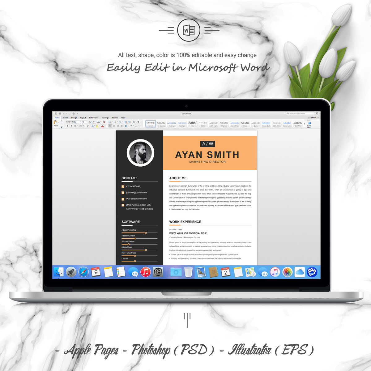 Download Резюме "Smith Resume Template" / Smith Resume Template - Резюме на тему графика 1 page resume 2 clean cv cover letter design template illustrator eps mac pages microsoft word modern photoshop psd professional