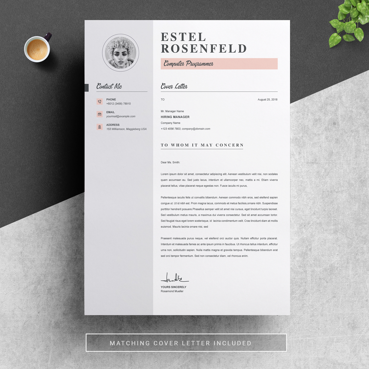 Download Резюме "Estel Resume Template" / Estel Resume Template - Резюме на тему графика page resume 2 clean cv cover letter design template illustrator eps mac pages microsoft word modern photoshop psd professional