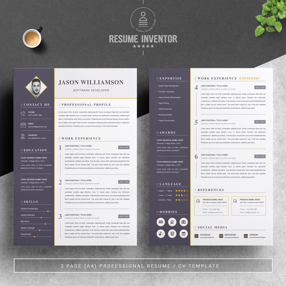 Download Резюме "Jason Resume Template" / Jason Resume Template - Резюме на тему графика page resume 2 clean cv cover letter design template illustrator eps mac pages microsoft word modern photoshop psd professional resume