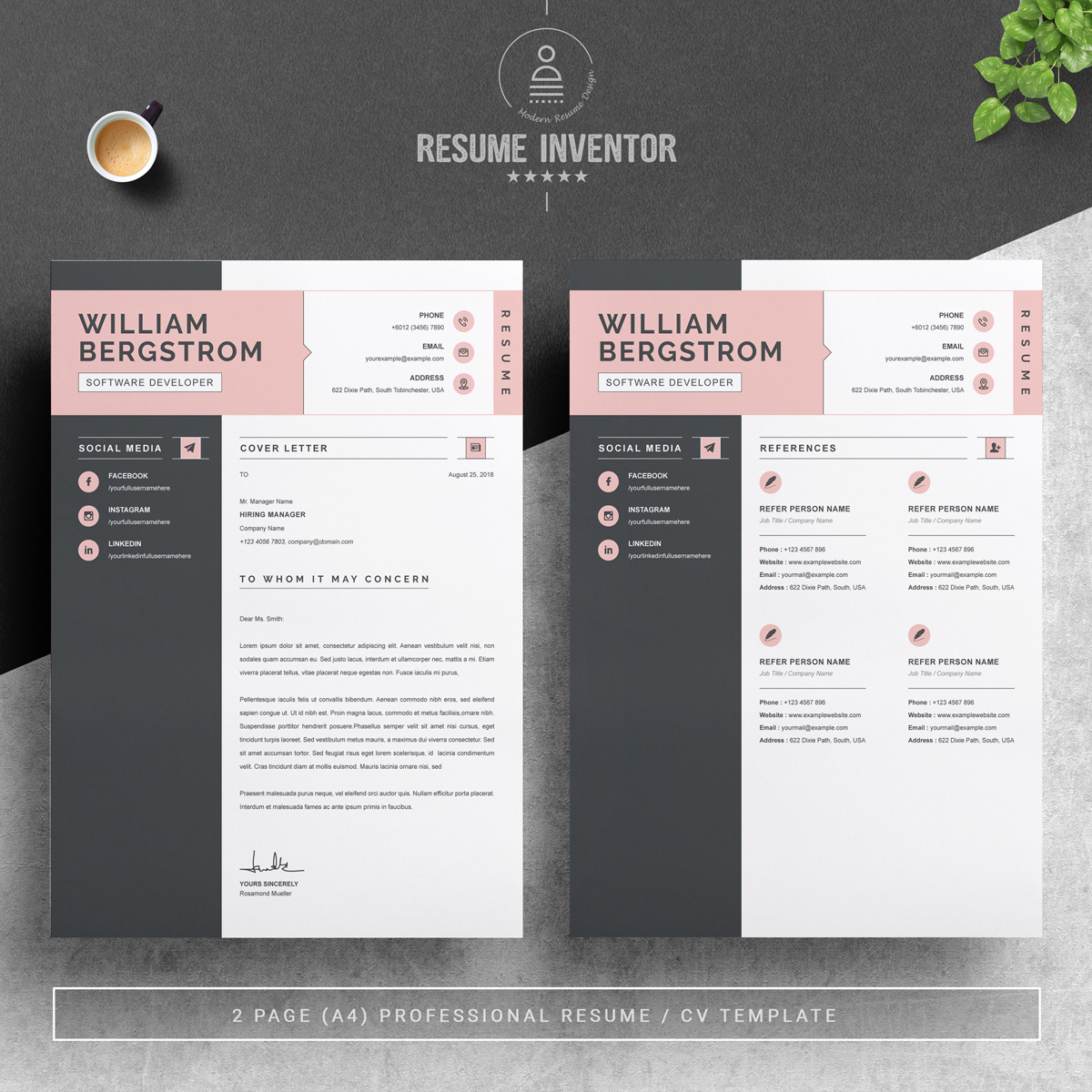 Download Резюме "William Resume Template" / William Resume Template - Резюме на тему графика page resume 2 clean cv cover letter design template illustrator eps mac pages microsoft word modern photoshop psd professional resume