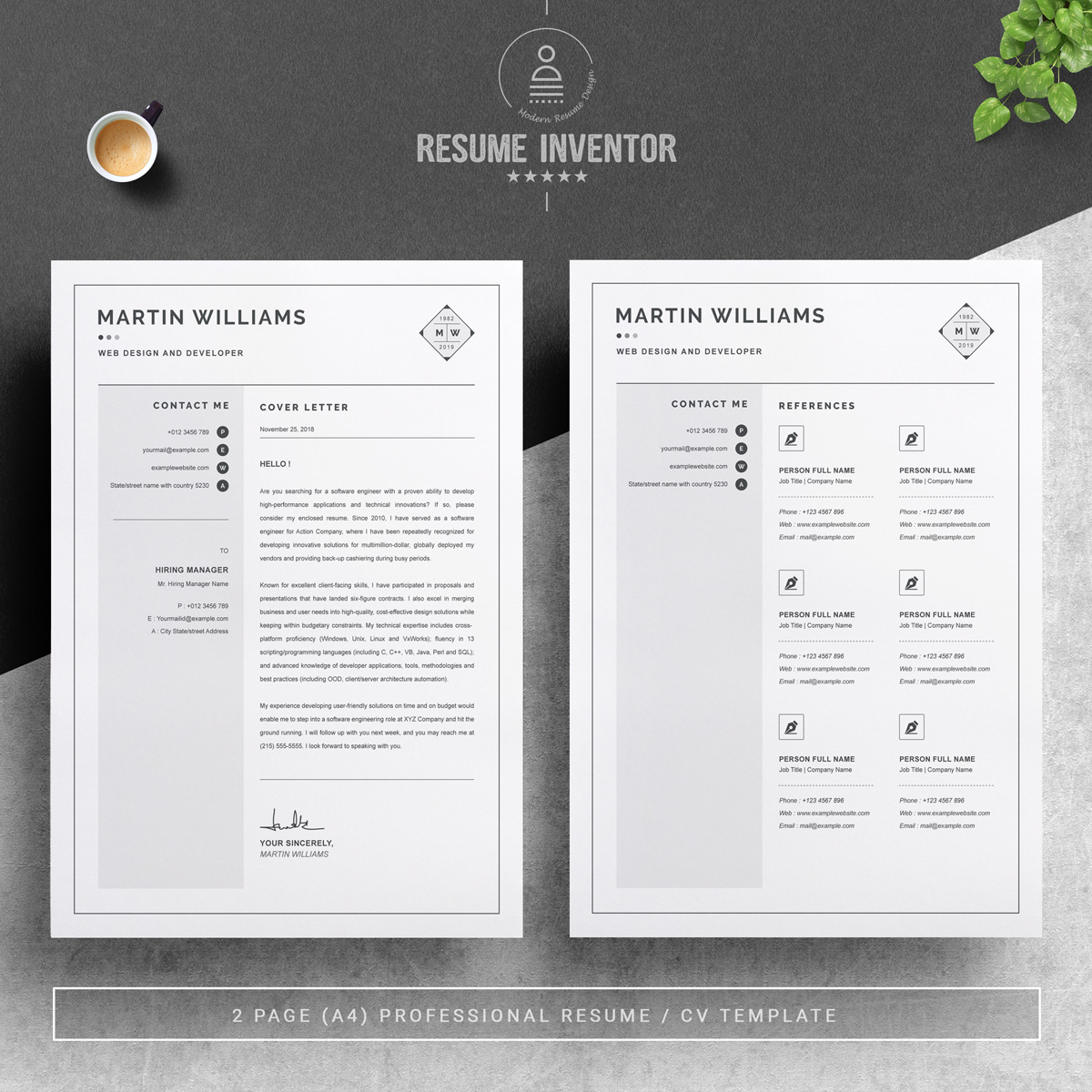 Download Резюме "Martin Resume Template" / Martin Resume Template - Резюме на тему графика 1 page resume 2 clean cv cover letter design template illustrator eps mac pages microsoft word modern photoshop psd professional