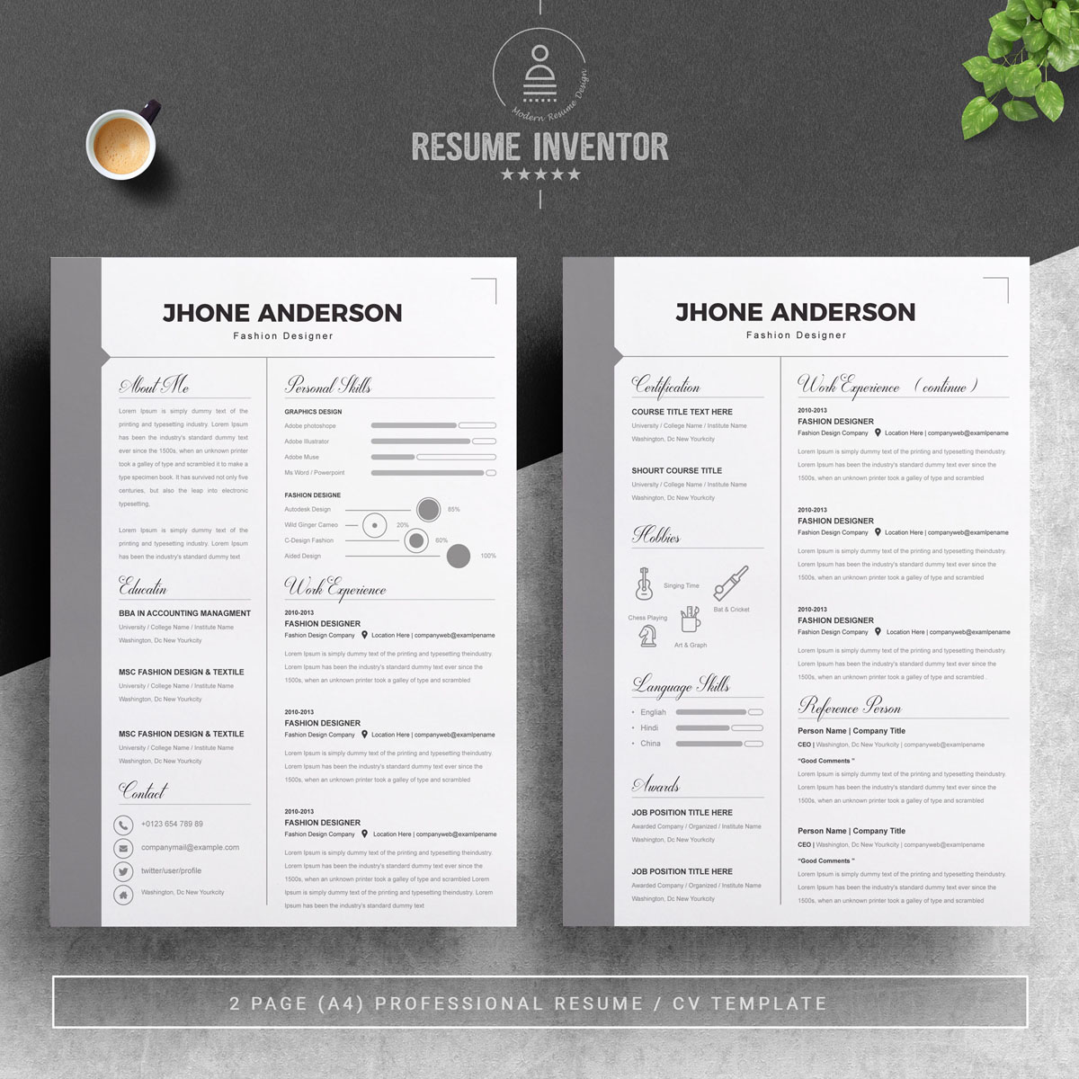 Download Резюме "Jhone Resume Template" / Jhone Resume Template - Резюме на тему графика resume 2 page 3 clean cover letter curriculum vitae illustrator eps mac pages microsoft word minimal resume modern photoshop psd