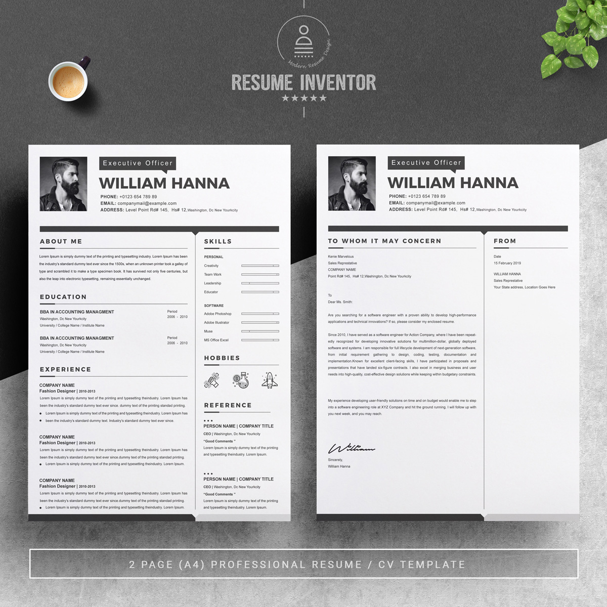 Download Резюме "William Resume Template" / William Resume Template - Резюме на тему графика resume 2 page clean cv cover letter design template illustrator eps mac pages microsoft word modern photoshop psd professional