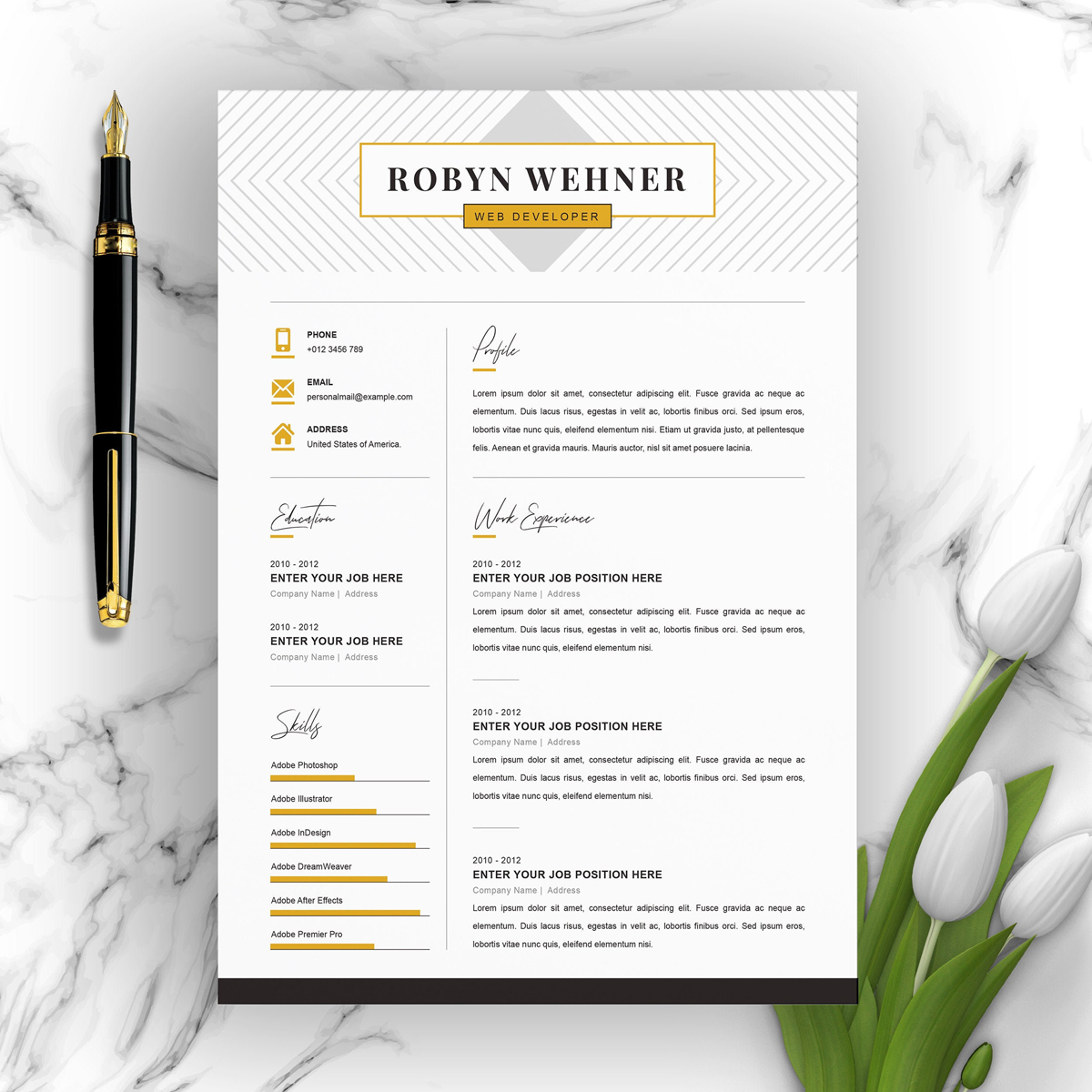 Download Резюме "Robyn Resume Template" / Robyn Resume Template - Резюме на тему графика 2 page resume clean cv cover letter design template illustrator eps mac pages microsoft word modern photoshop psd professional