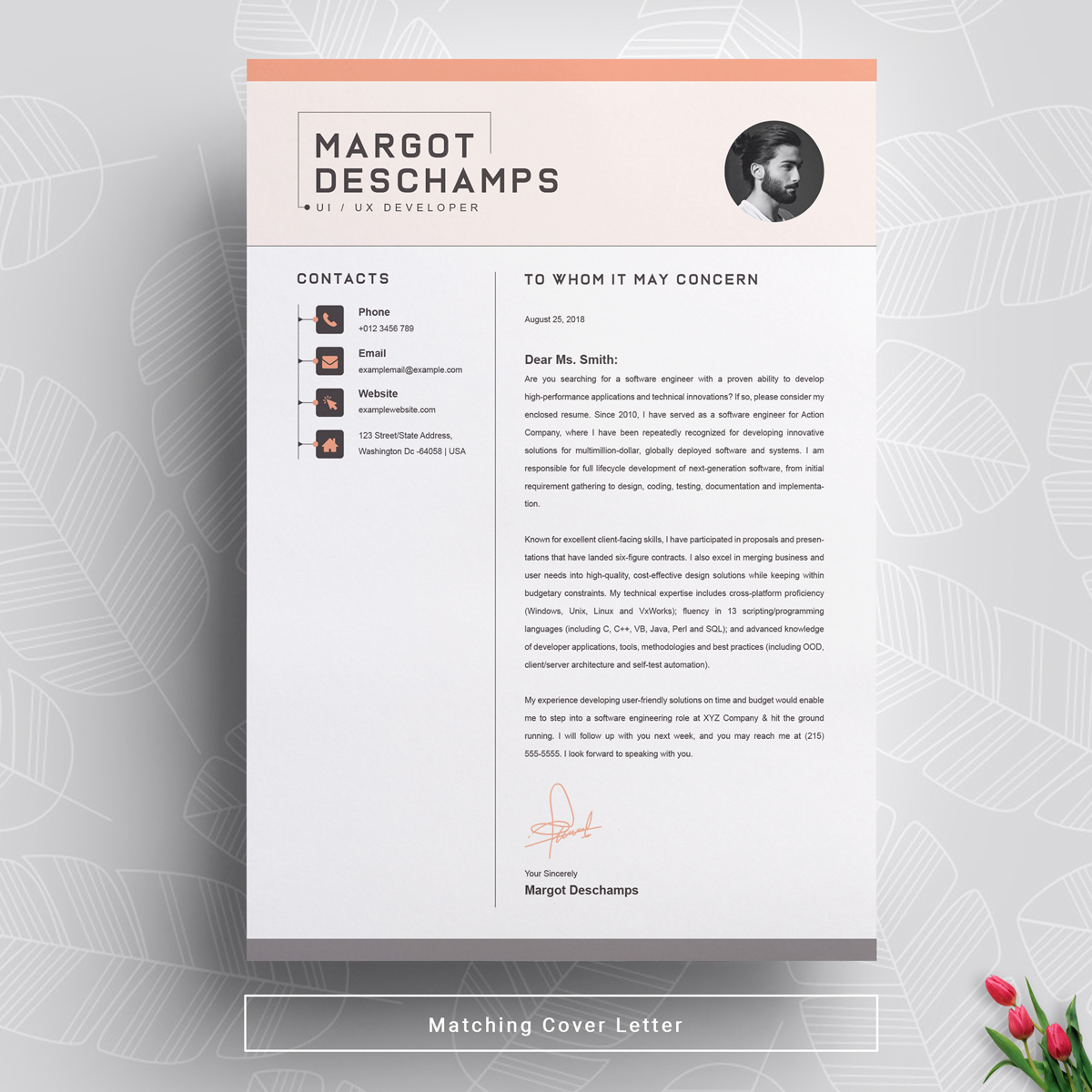 Download Резюме "Margot Resume Template" / Margot Resume Template - Резюме на тему графика 1 page resume 2 3 clean cv cover letter creative template curriculum vita free illustrator eps mac pages microsoft word