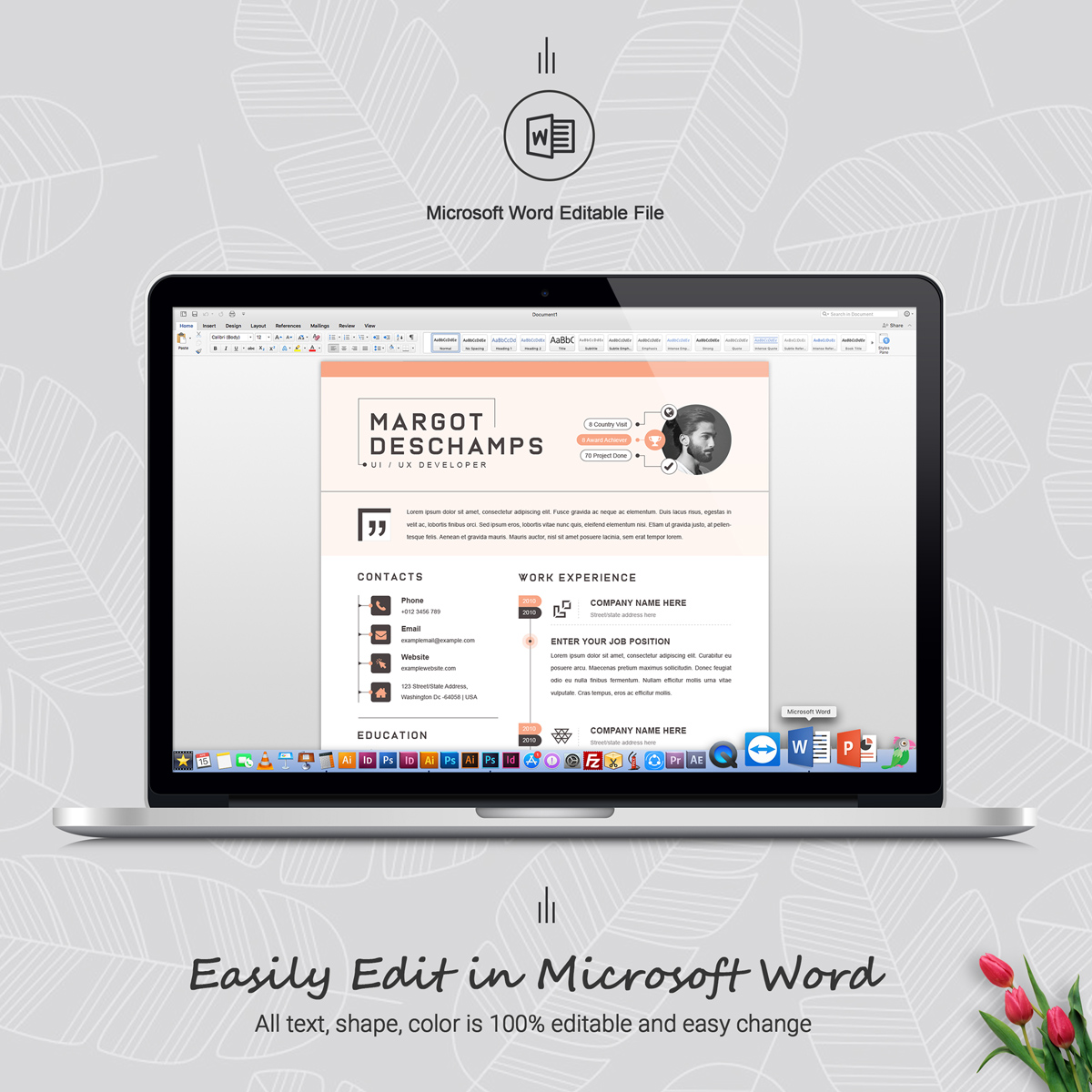 Download Резюме "Margot Resume Template" / Margot Resume Template - Резюме на тему графика 1 page resume 2 3 clean cv cover letter creative template curriculum vita free illustrator eps mac pages microsoft word