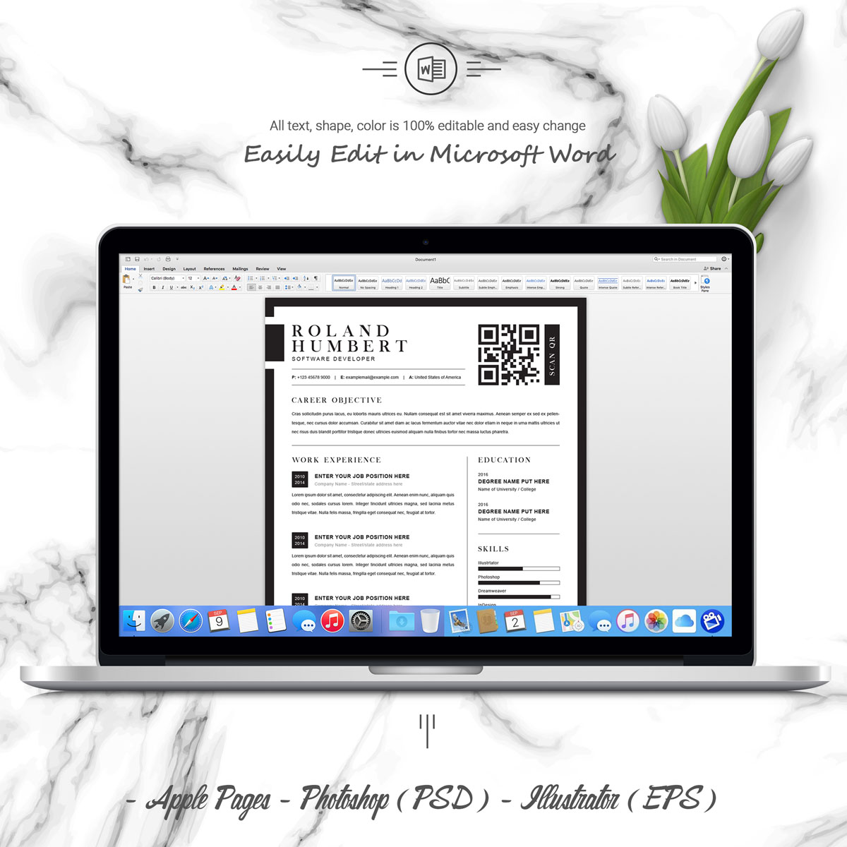 Download Резюме "Roland Resume Template" / Roland Resume Template - Резюме на тему графика clean cv resume creative curriculum vita template free professional word