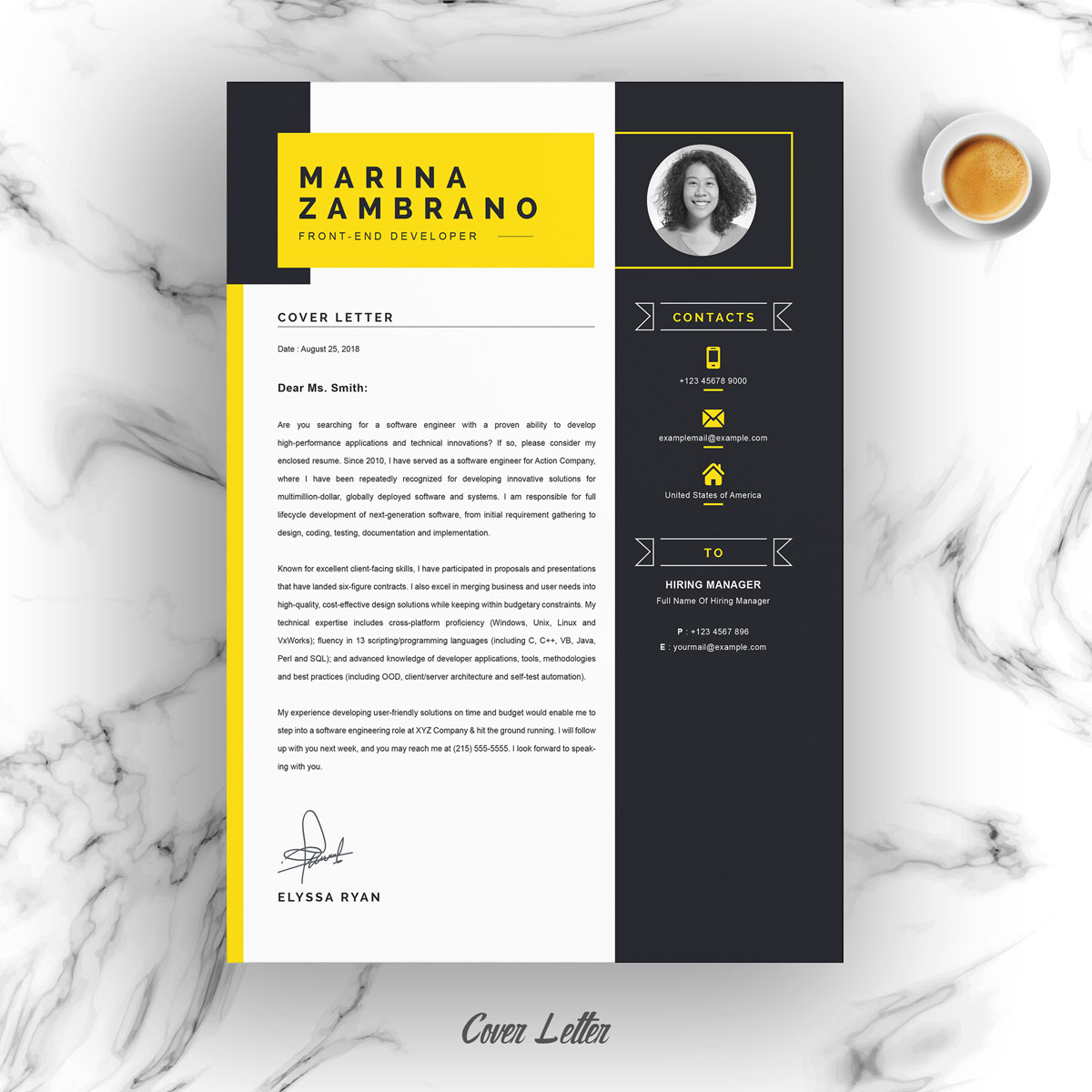 Download Резюме "Marina Zambrano Resume Template" / Marina Zambrano Resume Template - Резюме на тему графика clean cv resume creative curriculum vita template free professional word