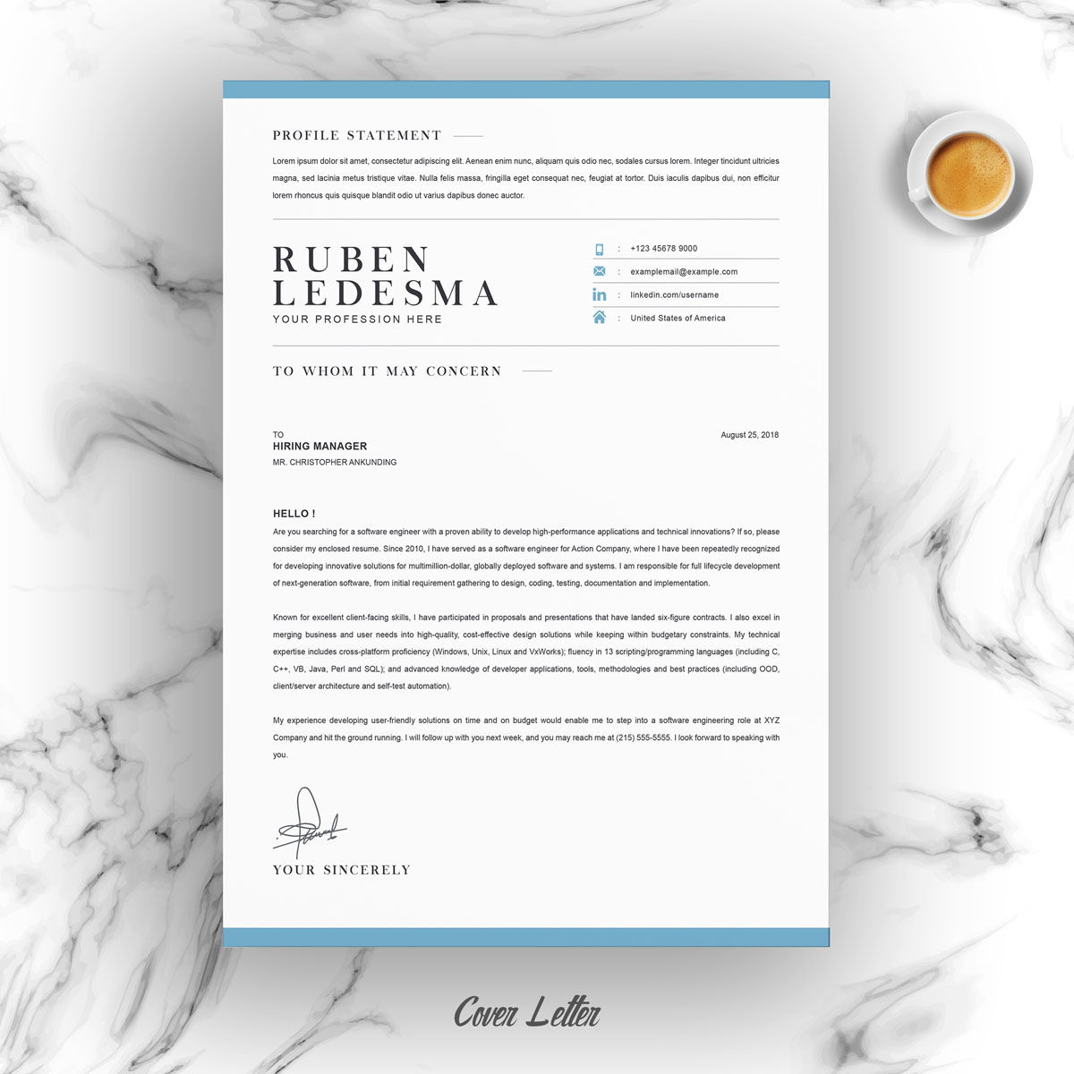 Download Резюме "Ruben Resume Template" / Ruben Resume Template - Резюме на тему графика clean cv resume creative curriculum vita template free professional word