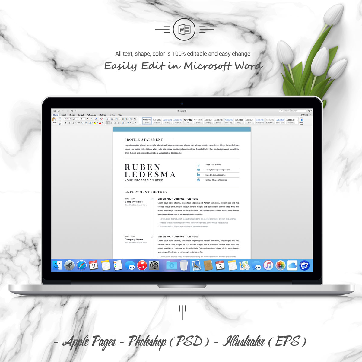 Download Резюме "Ruben Resume Template" / Ruben Resume Template - Резюме на тему графика clean cv resume creative curriculum vita template free professional word
