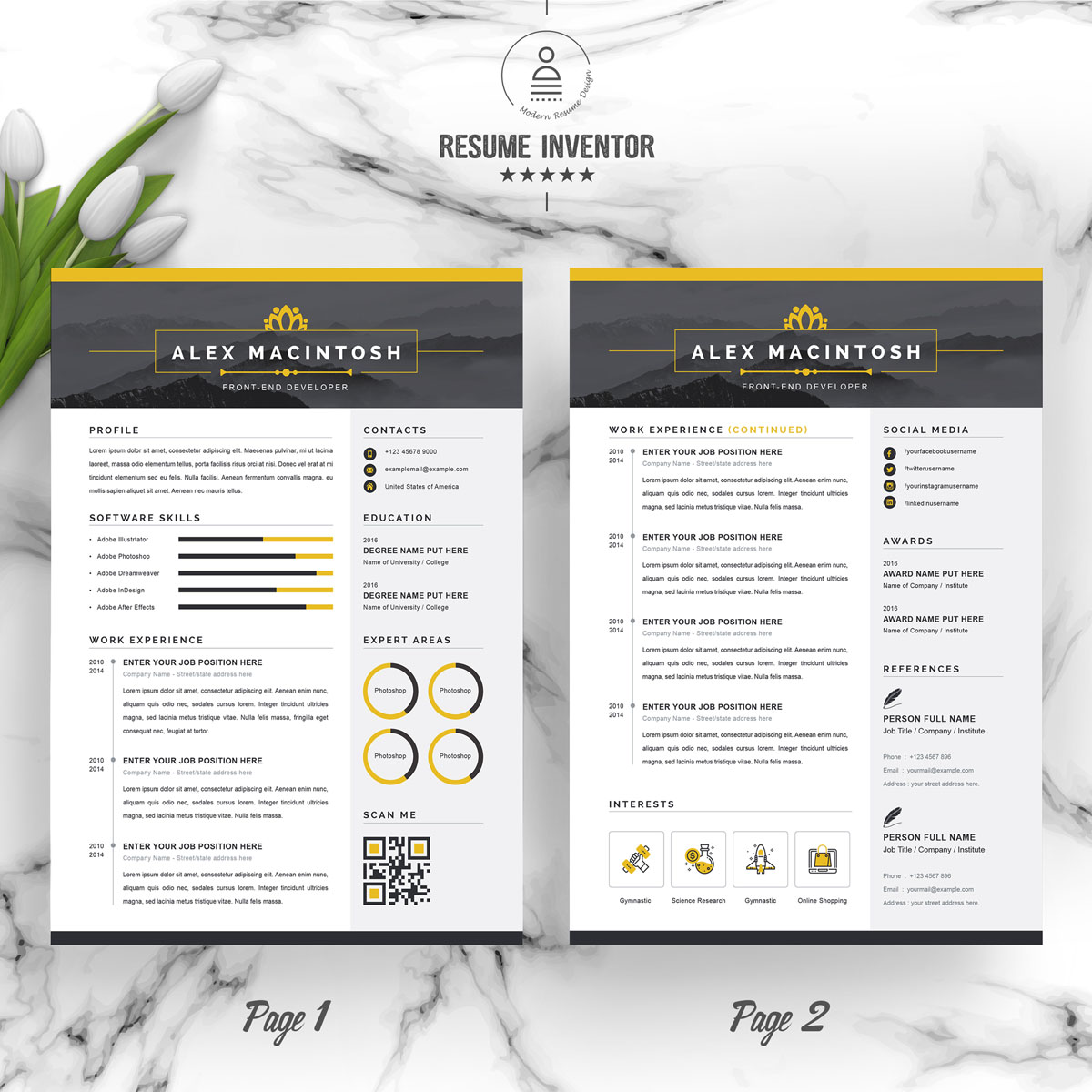 Download Резюме "Alex Resume Template" / Alex Resume Template - Резюме на тему графика clean cv resume creative curriculum vita template free professional word