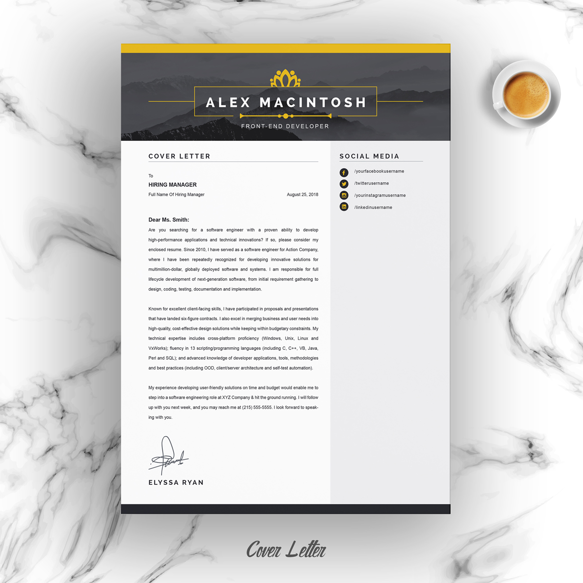 Download Резюме "Alex Resume Template" / Alex Resume Template - Резюме на тему графика clean cv resume creative curriculum vita template free professional word