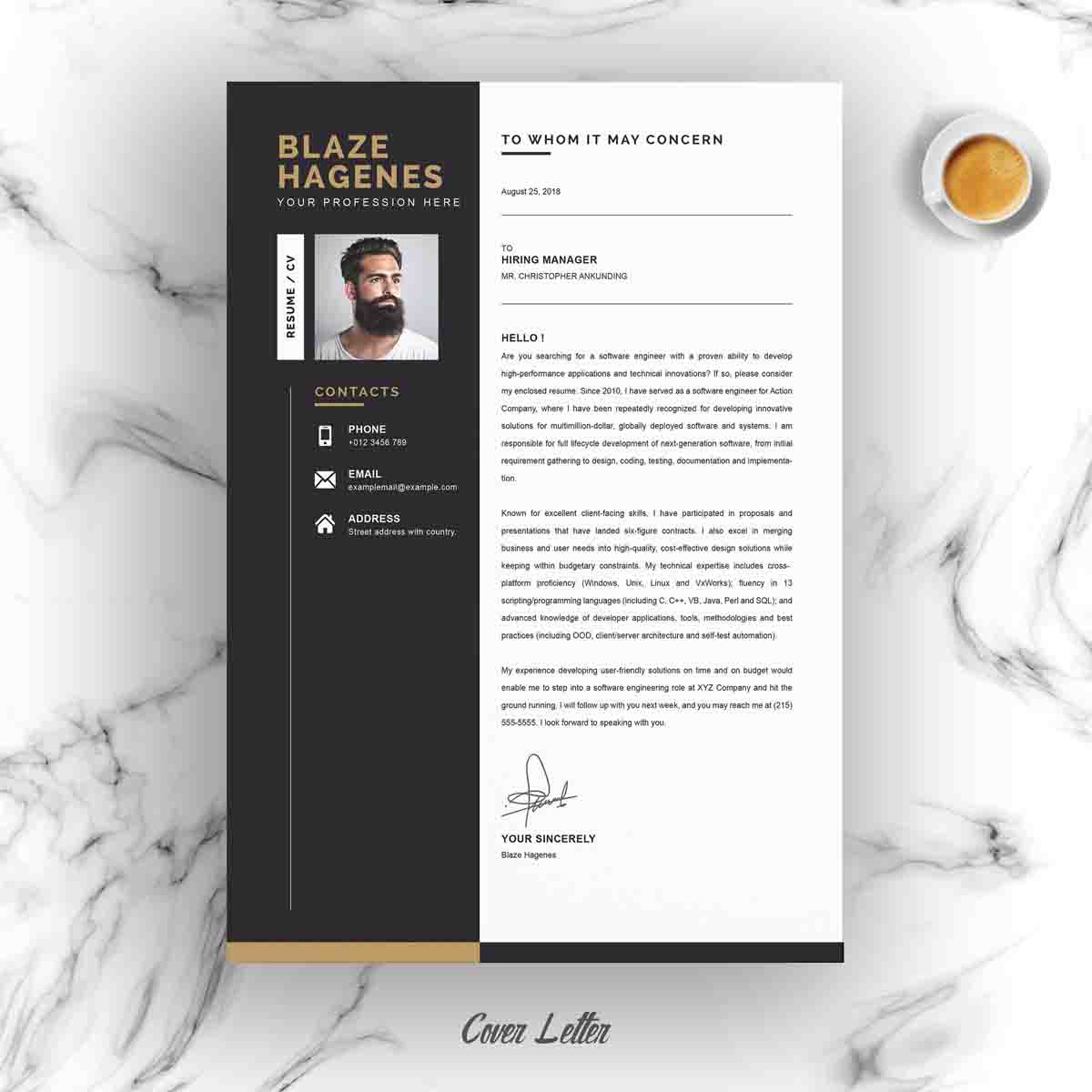 Download Резюме "Blaza Resume Template" / Blaza Resume Template - Резюме на тему графика 2 page 3 a4 clean cv design elegant resume female feminine infographic letter minimalist modern portfolio professional indesign minimal pages