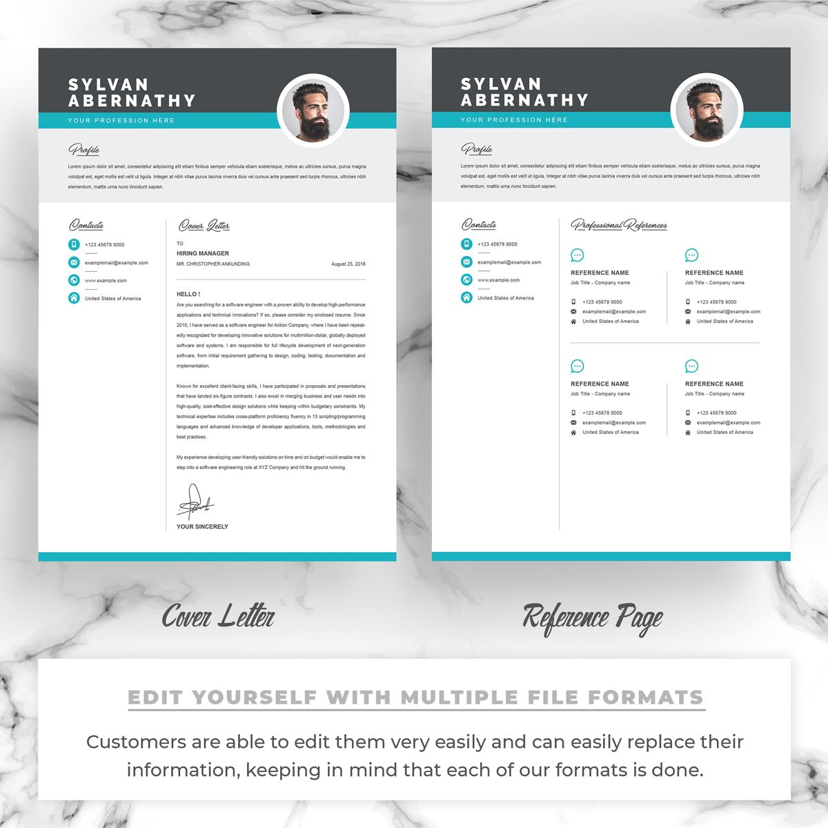 Download Резюме "Sylvan Resume Template" / Sylvan Resume Template - Резюме на тему графика 1 page resume 2 clean cv cover letter design template illustrator eps mac pages microsoft word modern photoshop psd professional