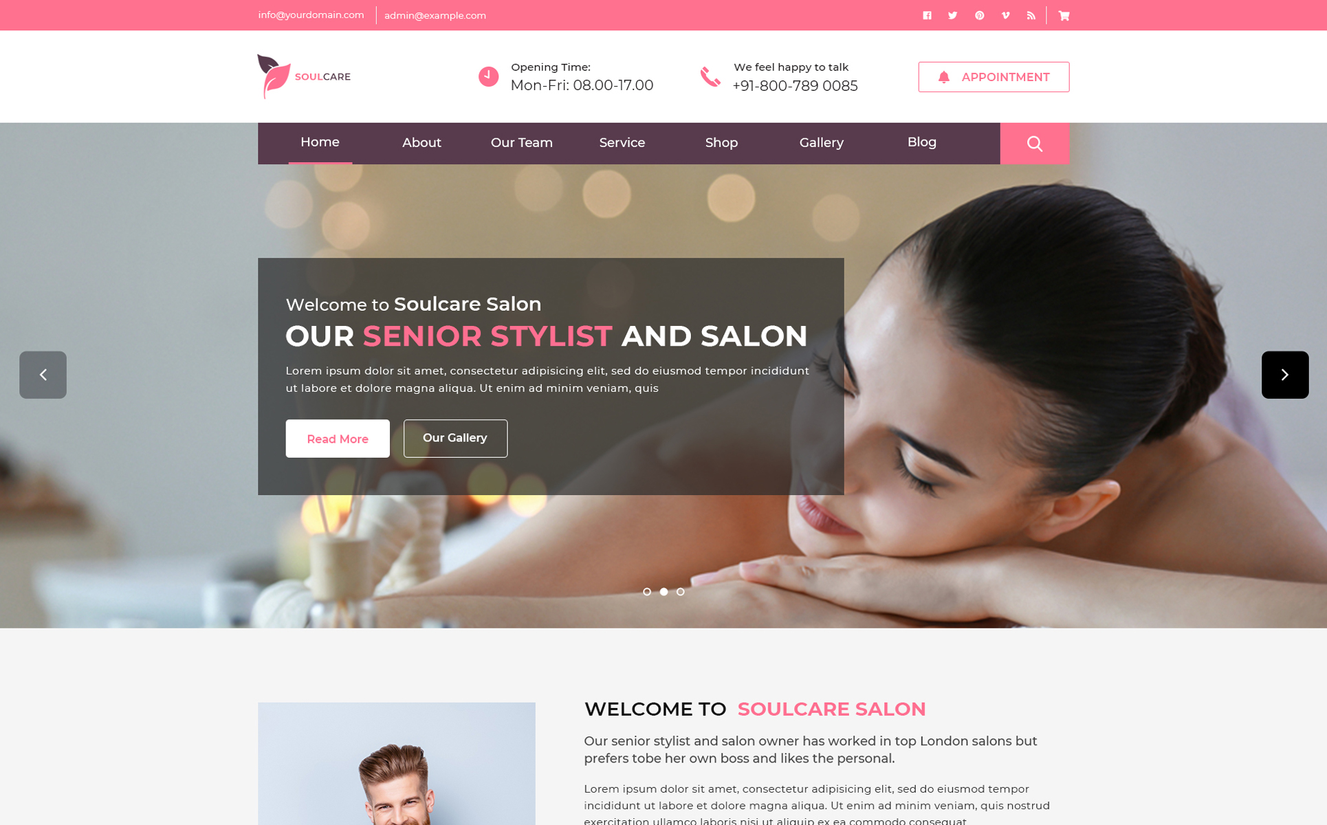 Soulcare Spa Web PSD Template