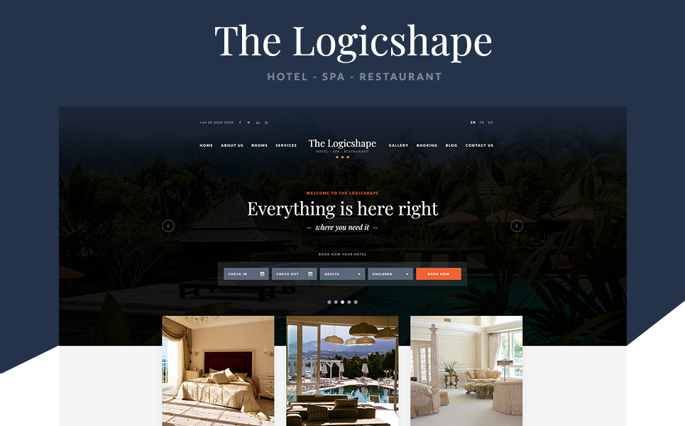 Download PSD шаблон "The Logicshape | Hotel, SPA & Restaurant PSD Template" / The Logicshape | Hotel, SPA & Restaurant PSD Template - PSD шаблон на тему графика hotel spa restaurant psd
