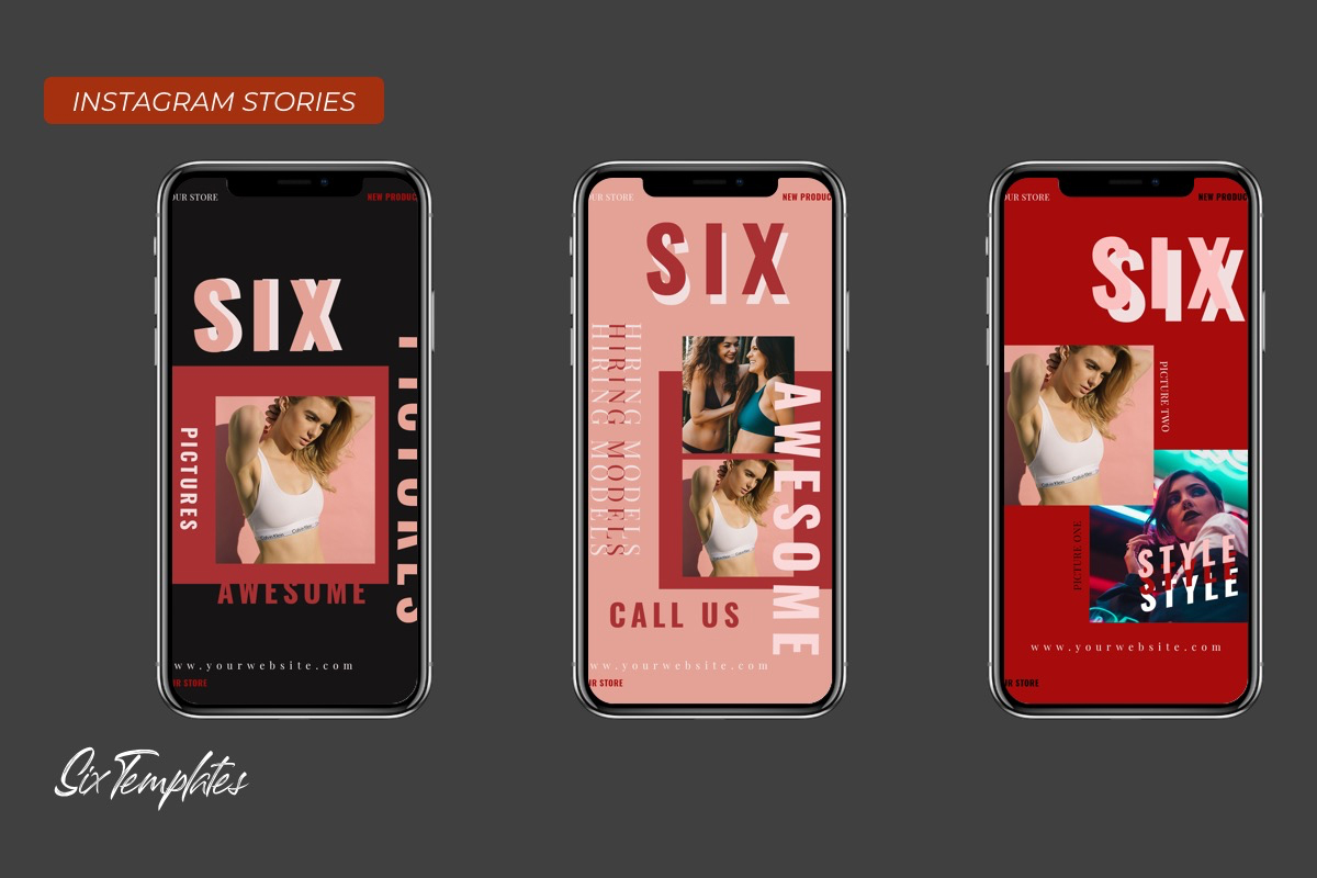 Download Шаблон для соцсетей "Six Instagram Stories Social Media Template" / Six Instagram Stories Social Media Template - Шаблон для соцсетей на тему графика photoshop stories instagram social media modern elegant minimal startup model templates photos galery shop psd facebook clean timeline