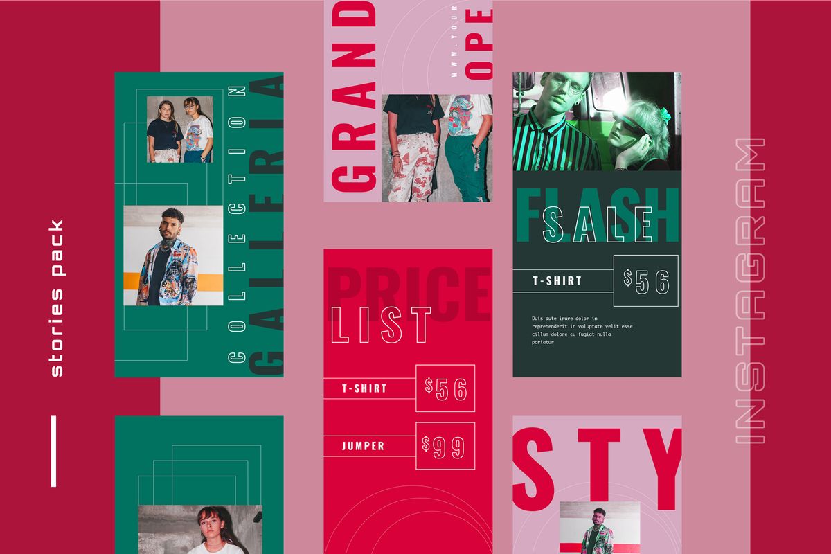 Download Шаблон для соцсетей "Retrofa Five - Instagram Stories Social Media Template" / Retrofa Five - Instagram Stories Social Media Template - Шаблон для соцсетей на тему графика 