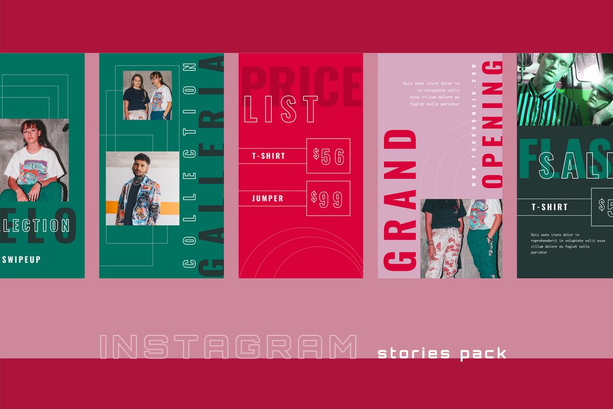 Download Шаблон для соцсетей "Retrofa Five - Instagram Stories Social Media Template" / Retrofa Five - Instagram Stories Social Media Template - Шаблон для соцсетей на тему графика 