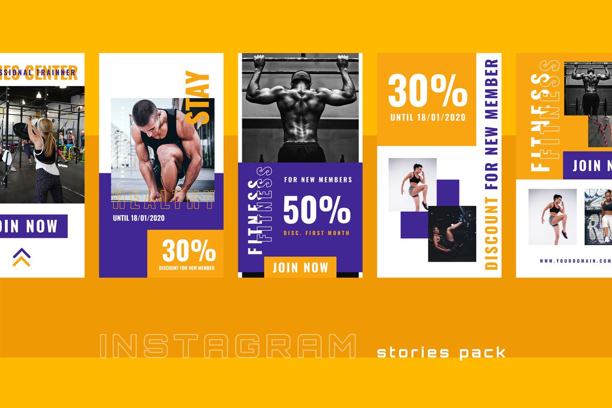 Download Шаблон для соцсетей "Sehat - Gym Instagram Stories Social Media Template" / Sehat - Gym Instagram Stories Social Media Template - Шаблон для соцсетей на тему графика 