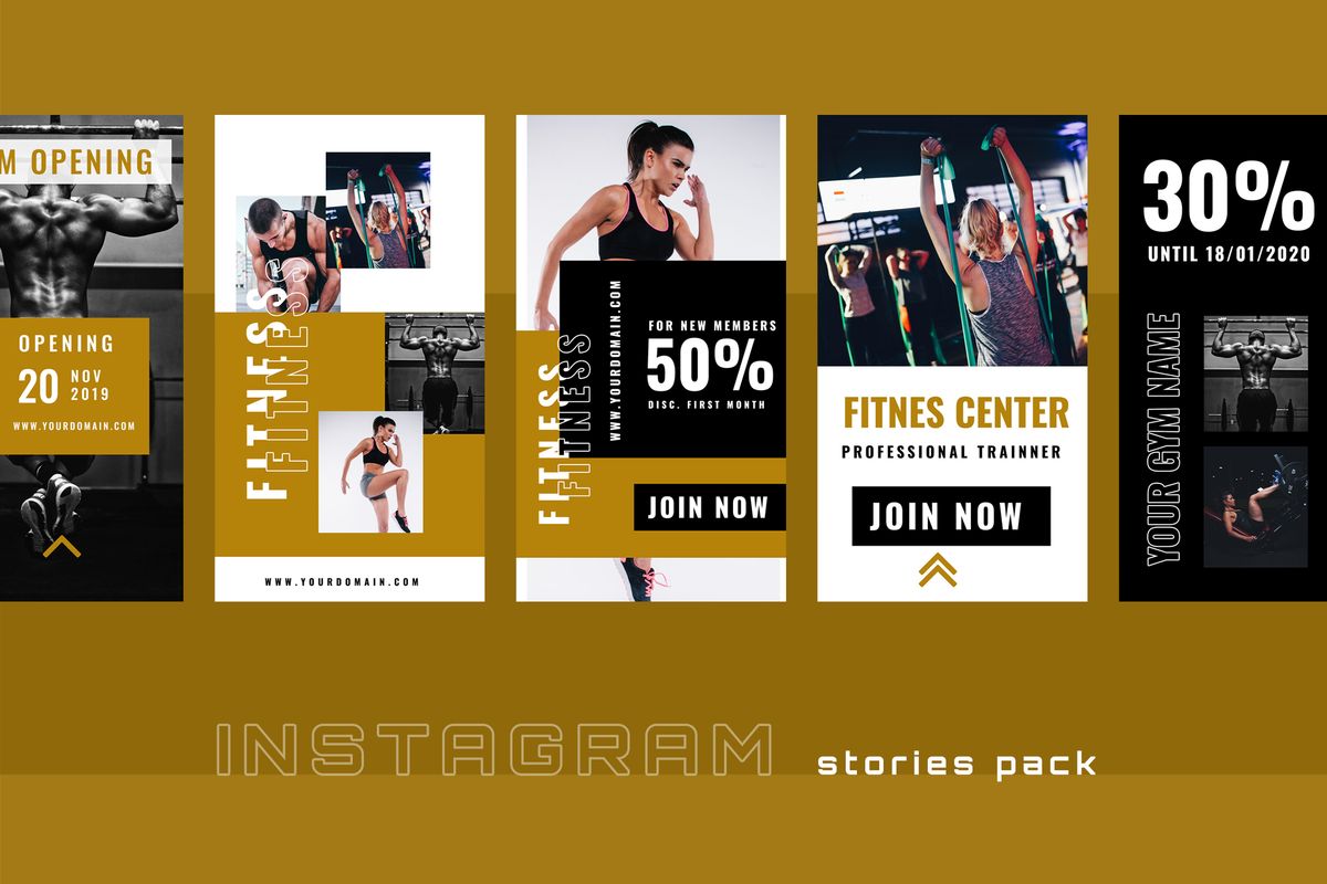 Download Шаблон для соцсетей "Tahes - Gym Instagram Stories Social Media Template" / Tahes - Gym Instagram Stories Social Media Template - Шаблон для соцсетей на тему графика 