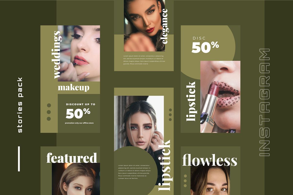 Download Шаблон для соцсетей "Makeups  - Instagram Stories Social Media Template" / Makeups  - Instagram Stories Social Media Template - Шаблон для соцсетей на тему графика 