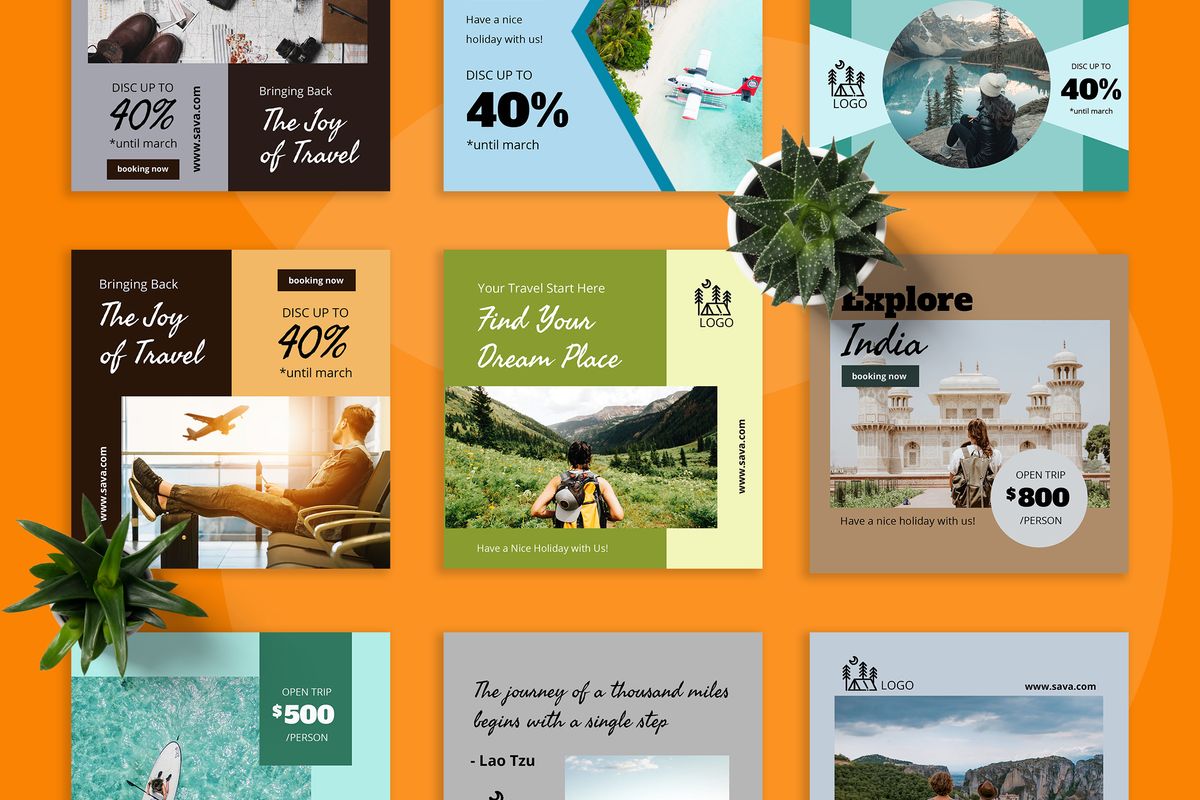 Download Шаблон для соцсетей "Sava  - Travel  Instagram  Post Social Media Template" / Sava  - Travel  Instagram  Post Social Media Template - Шаблон для соцсетей на тему графика 