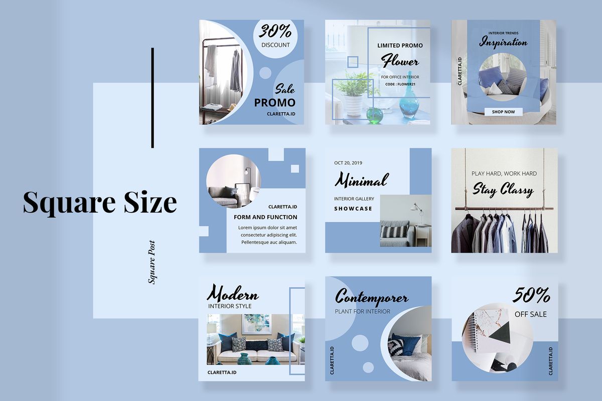 Download Шаблон для соцсетей "Claretta  -  Kit Social Media Template" / Claretta  -  Kit Social Media Template - Шаблон для соцсетей на тему графика 