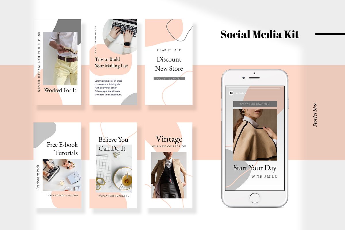 Download Шаблон для соцсетей "Luna  -  Kit Social Media Template" / Luna  -  Kit Social Media Template - Шаблон для соцсетей на тему графика 